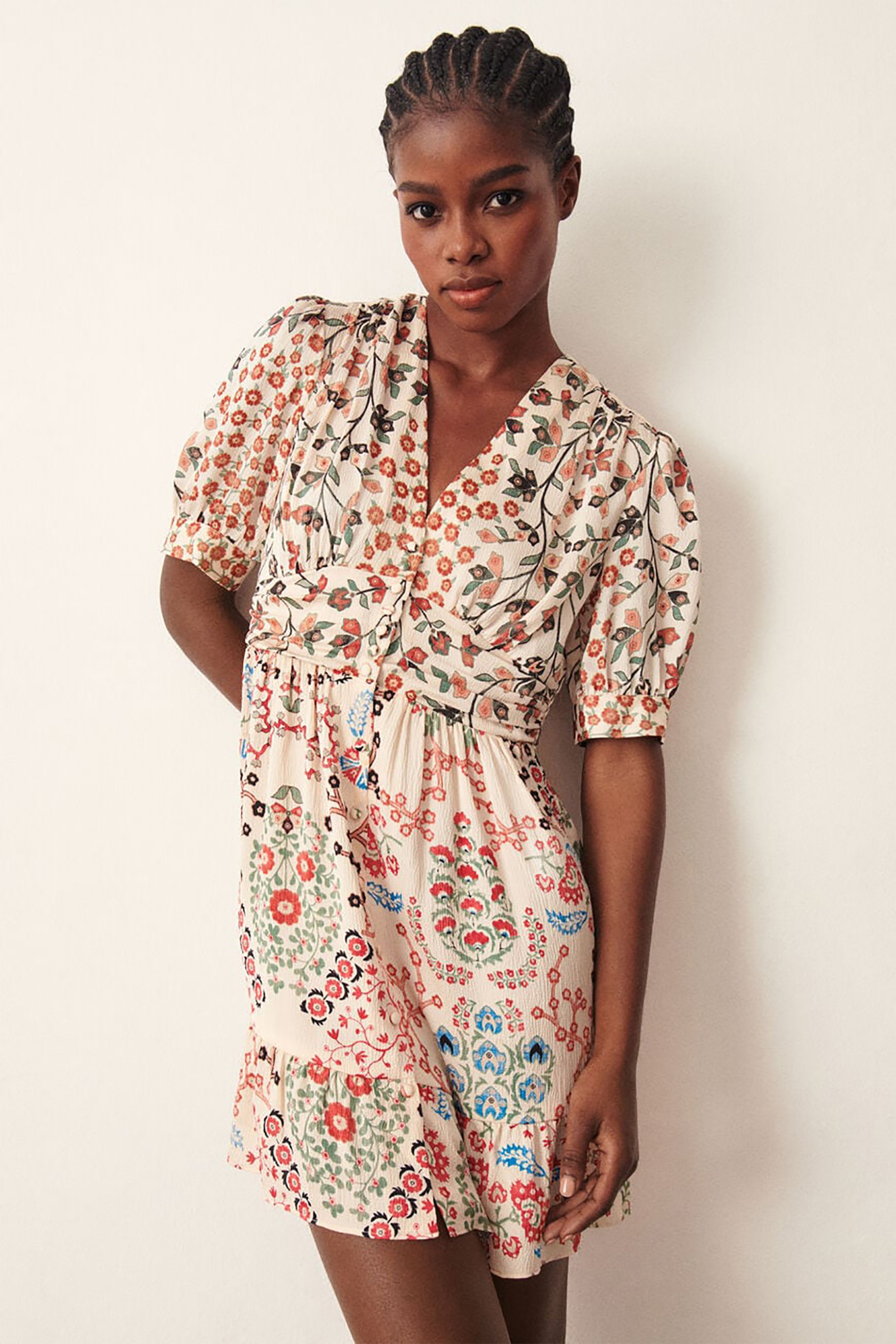 ba&sh γυναικείο mini φόρεμα σεμιζιέ με all-over floral print 