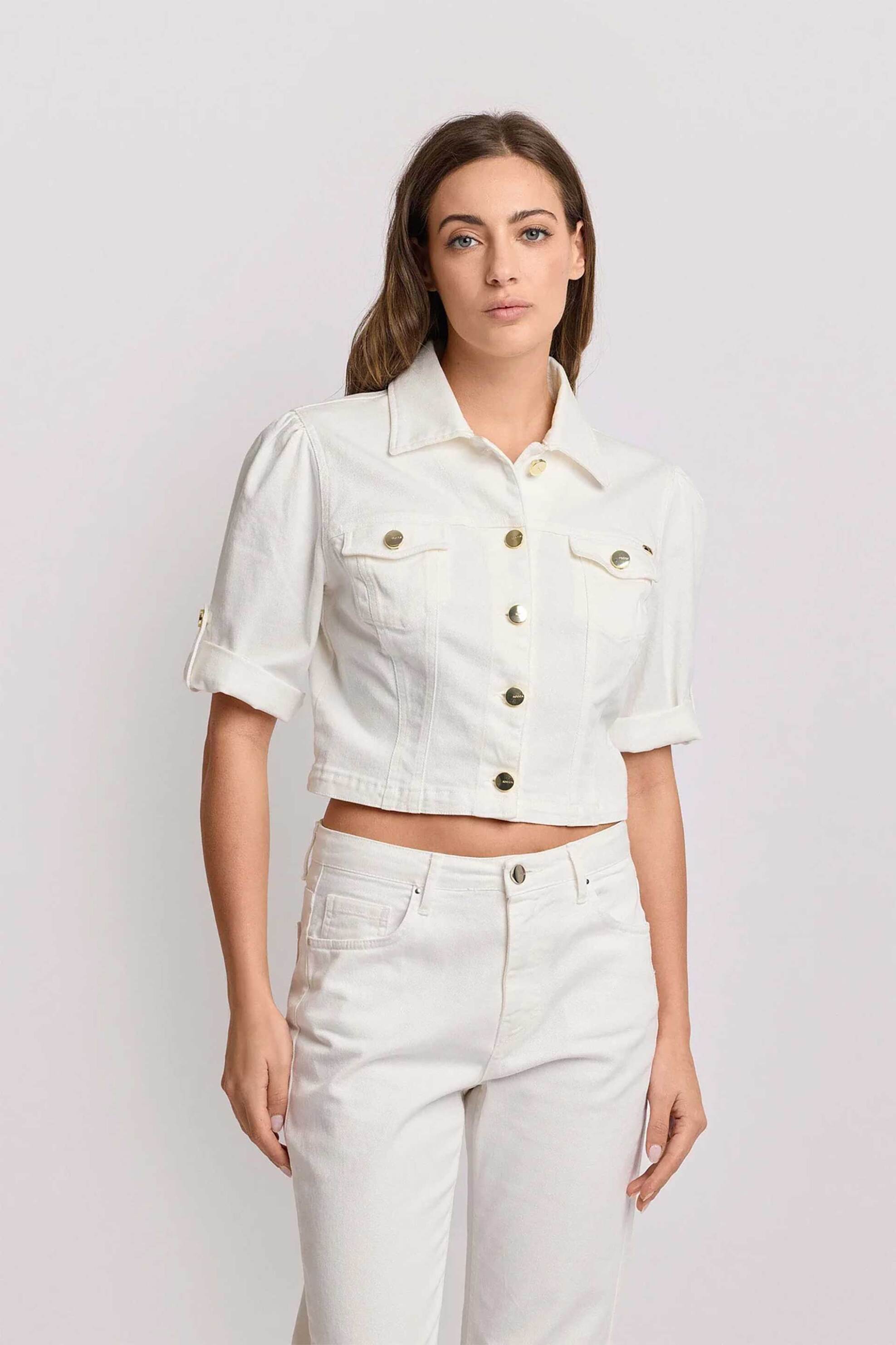 Kocca γυναικείο denim jacket cropped "Bakari" - P26PGB8409ABUN2064 Κρέμ