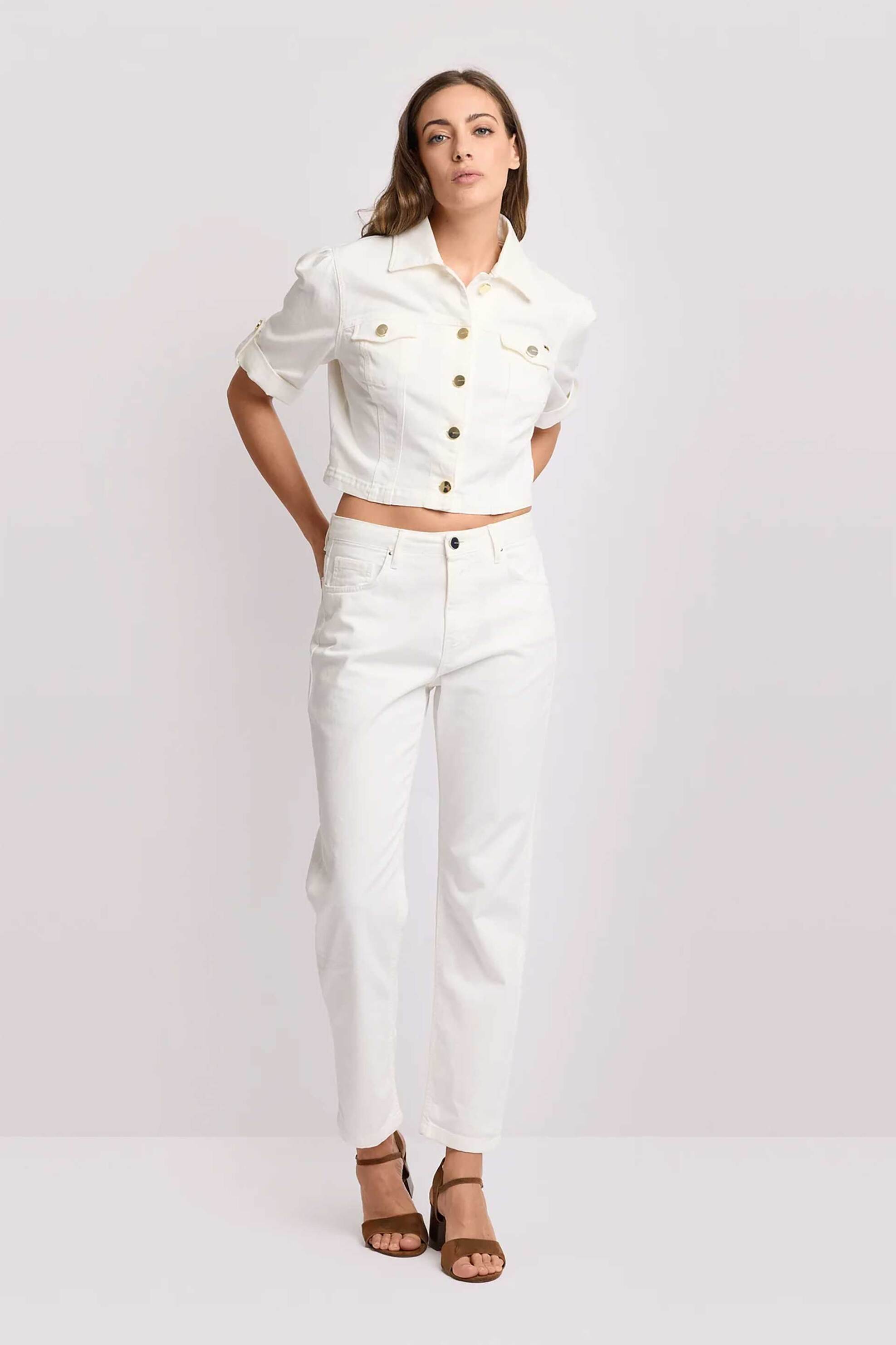 KOCCA Kocca γυναικείο denim jacket cropped "Bakari" - P26PGB8409ABUN2064 Κρέμ - 2