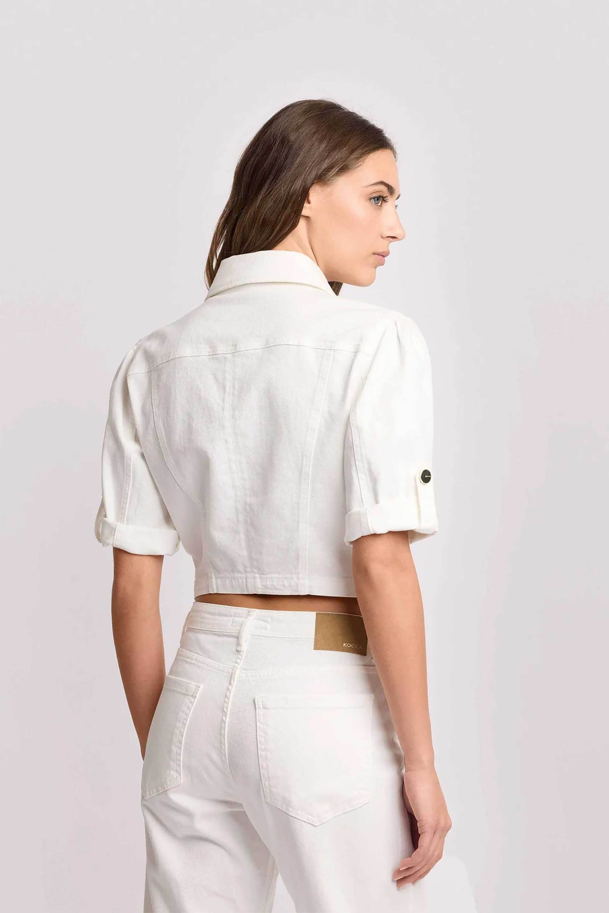 KOCCA Kocca γυναικείο denim jacket cropped "Bakari" - P26PGB8409ABUN2064 Κρέμ - 4
