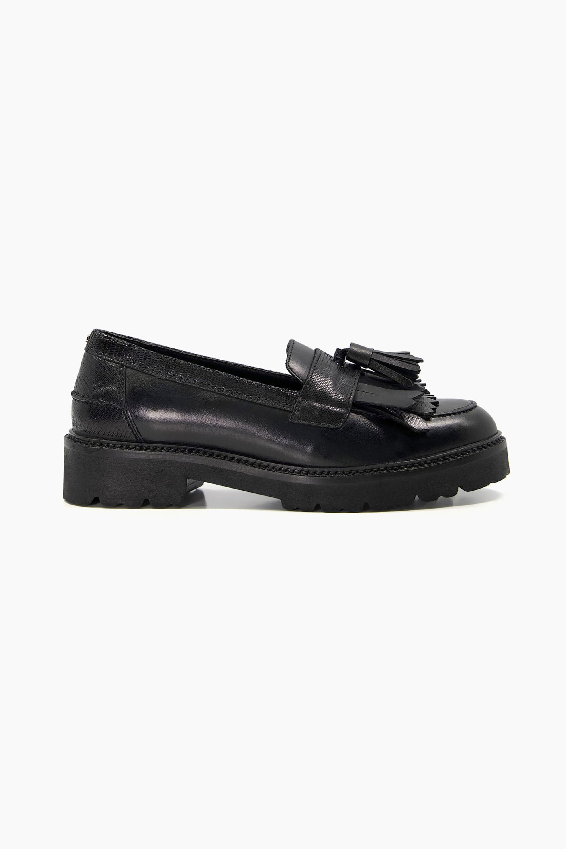 DUNE LONDON Dune London γυναικεία δερμάτινα loafers μονόχρωμα με διακοσμητικό φουντάκι "Gallagher" - 0076509230005 Μαύρο