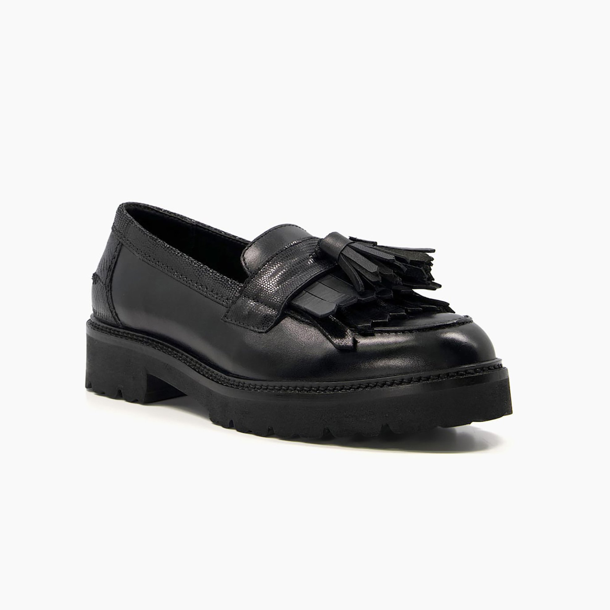 DUNE LONDON Dune London γυναικεία δερμάτινα loafers μονόχρωμα με διακοσμητικό φουντάκι "Gallagher" - 0076509230005 Μαύρο - 3