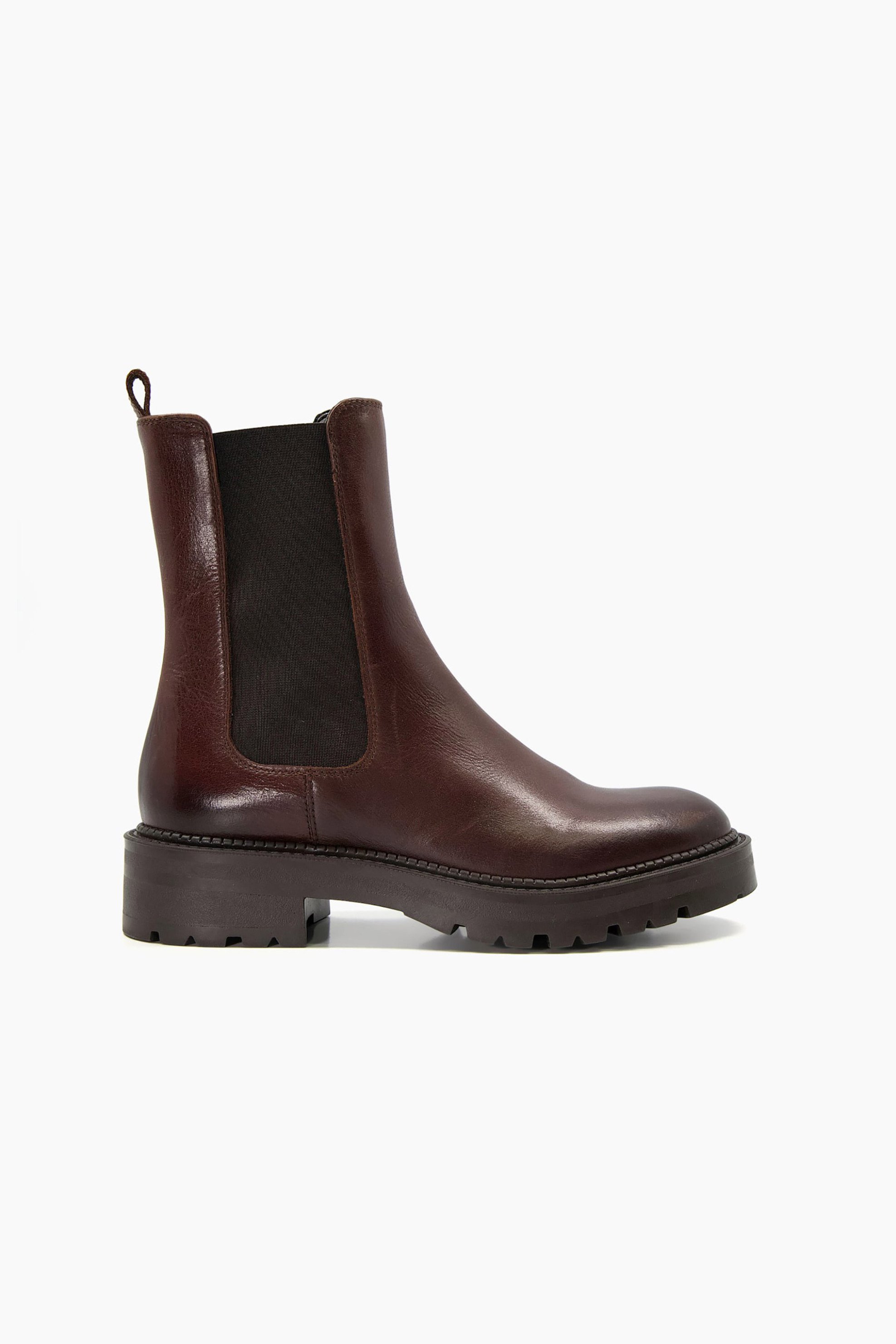 DUNE LONDON Dune London γυναικεία δερμάτινα μποτάκια μονόχρωμα με λάστιχο στο πλάι "Picture" - 0092501020032 Καφέ