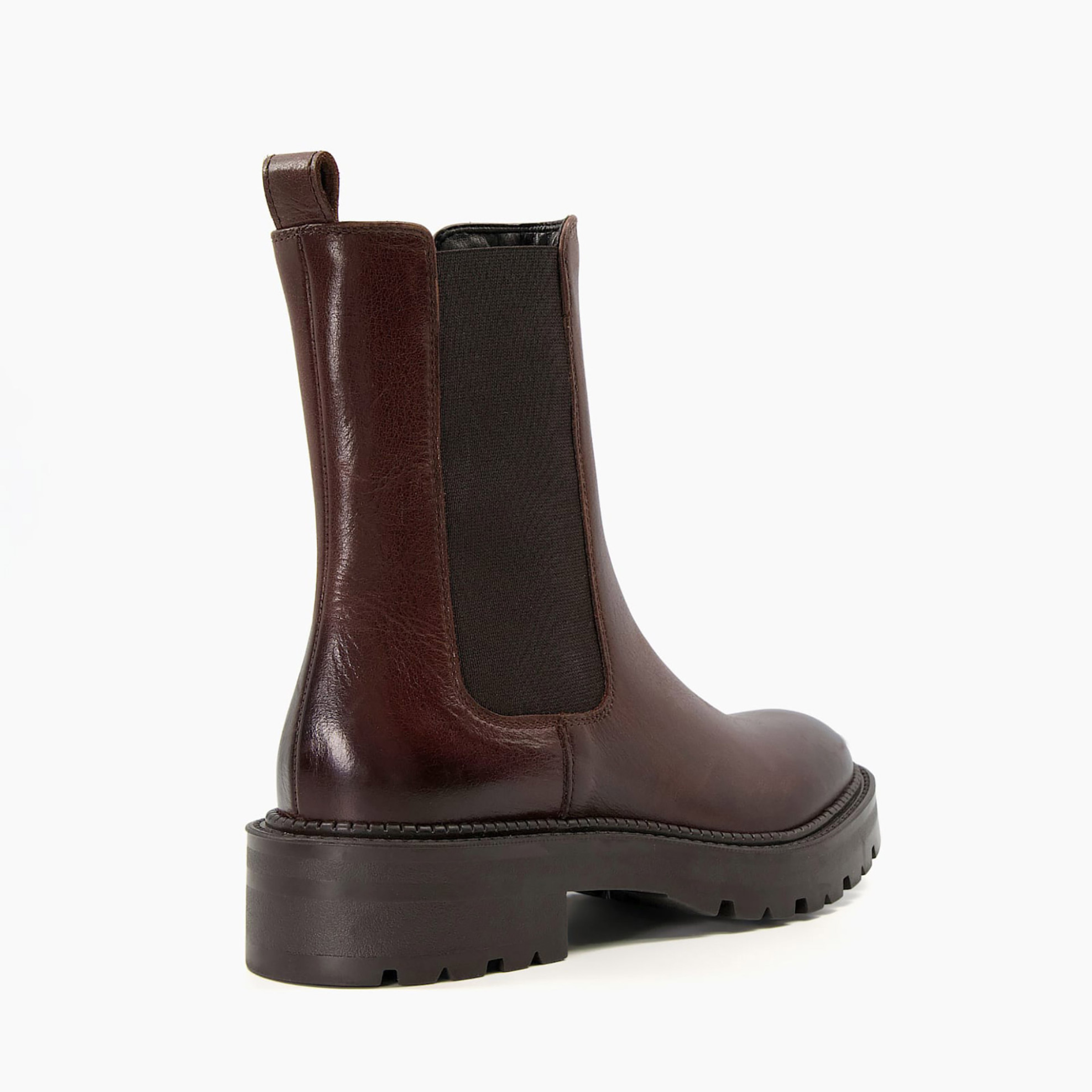 Dune London γυναικεία δερμάτινα μποτάκια μονόχρωμα με λάστιχο στο πλάι "Picture" - 0092501020032 Καφέ φωτογραφία