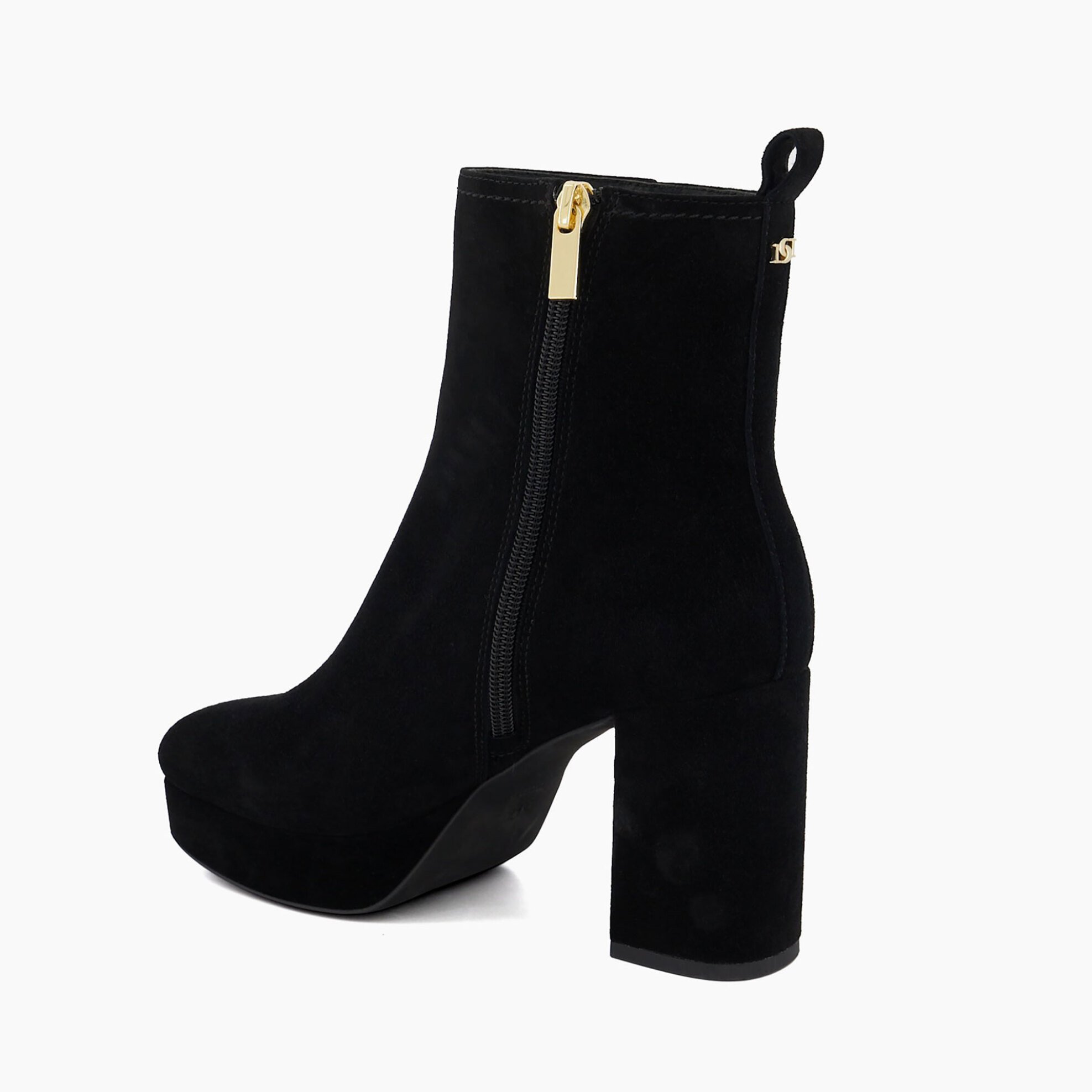 Dune London Γυναικεία Μποτάκια από Δέρμα Suede Μονόχρωμα με Μονόγραμμα Πίσω Oona - 0091500620025 Μαύρο