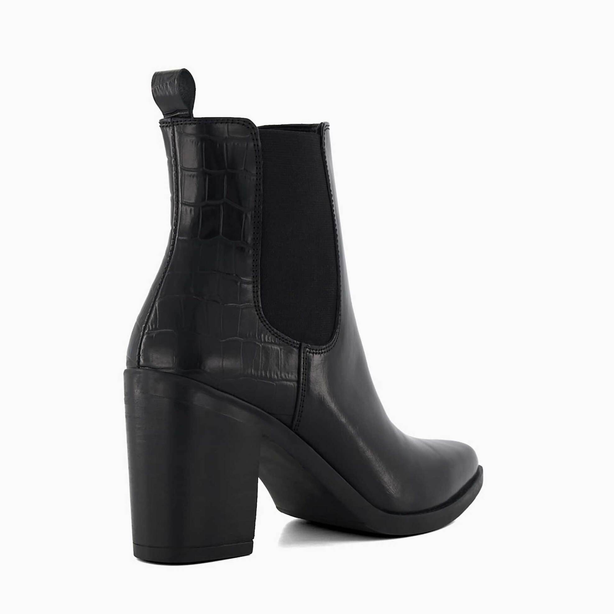 DUNE LONDON Dune London γυναικεία δερμάτινα μποτάκια μονόχρωμα με croco print πίσω "Promising" - 0092506690172 Μαύρο - 4