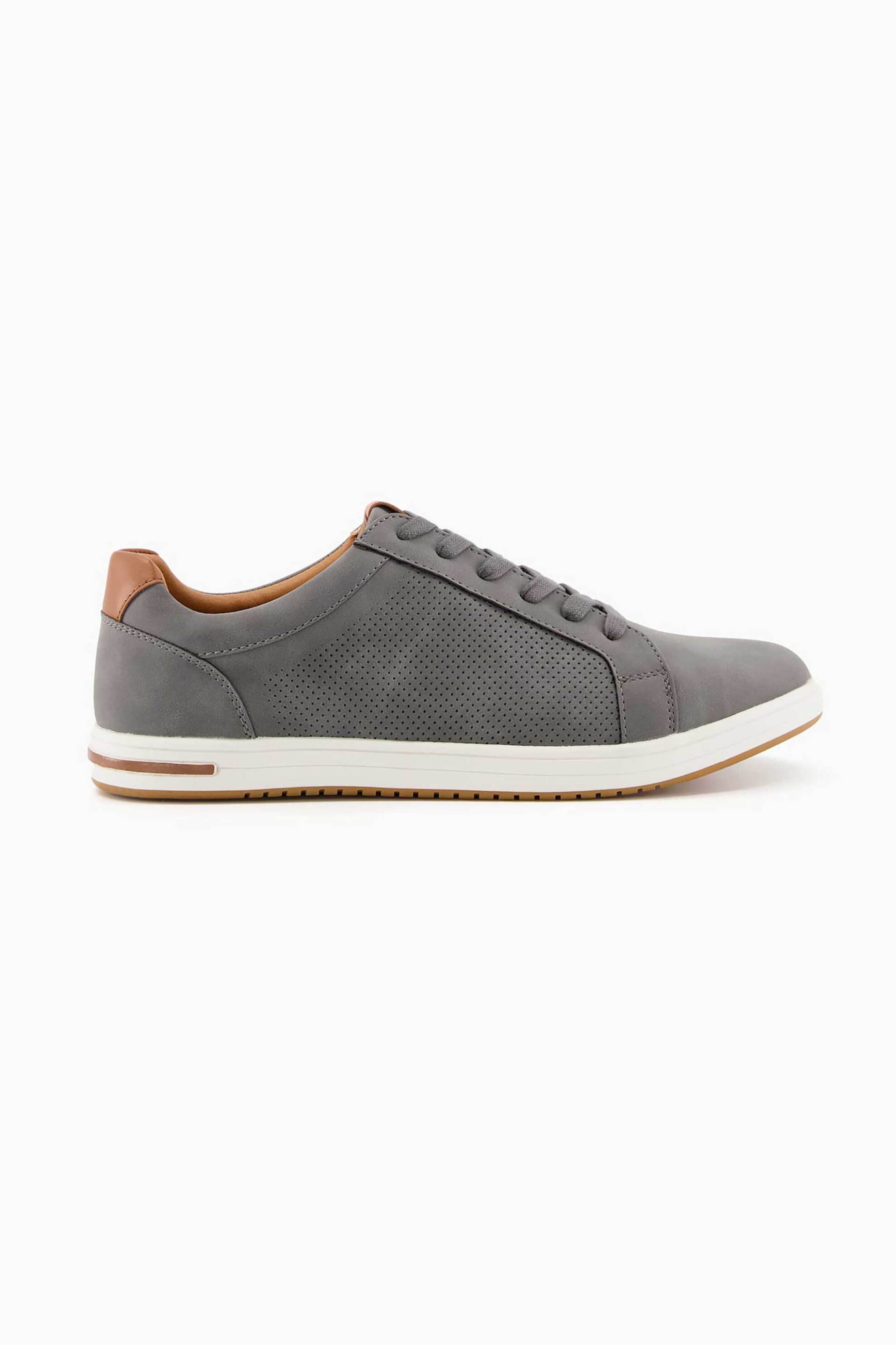 DUNE LONDON Dune London ανδρικά suede sneakers με διάτρητα σχέδια και δερμάτινες λεπτομέρειες "Tezzy" - 0483506660014 Γκρι