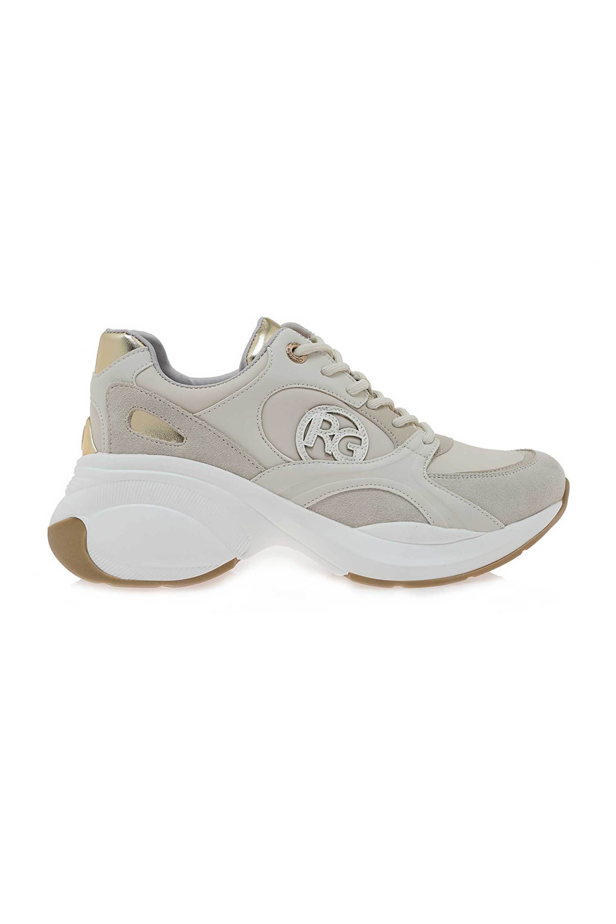 Renato Garini γυναικεία sneakers με χρυσές λεπτομέρειες - W119R65131W6 Μπεζ