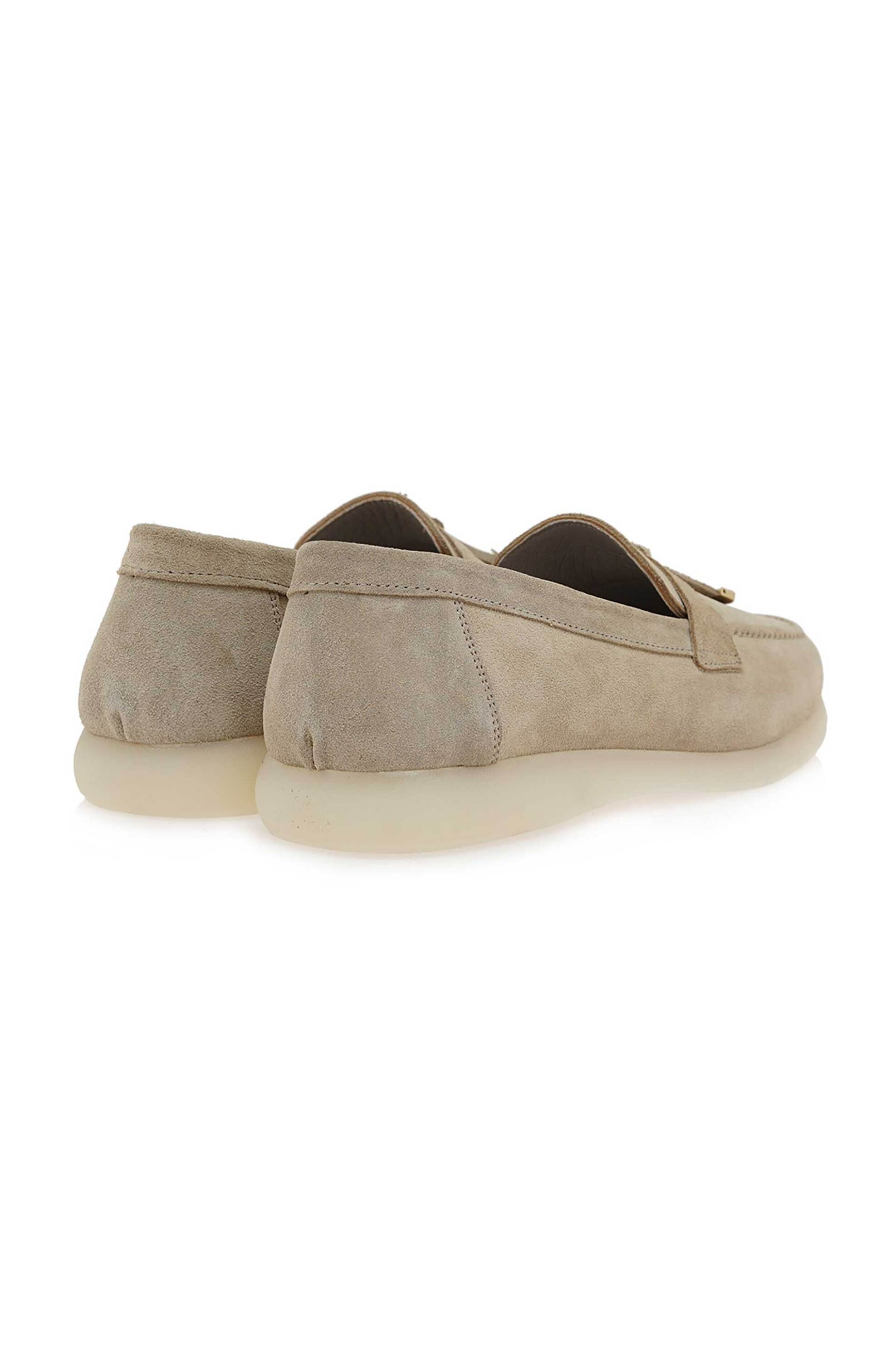 Lara Conte Madrid Γυναικεία Δερμάτινα Suede Loafers - W145Y6001585 Μπεζ