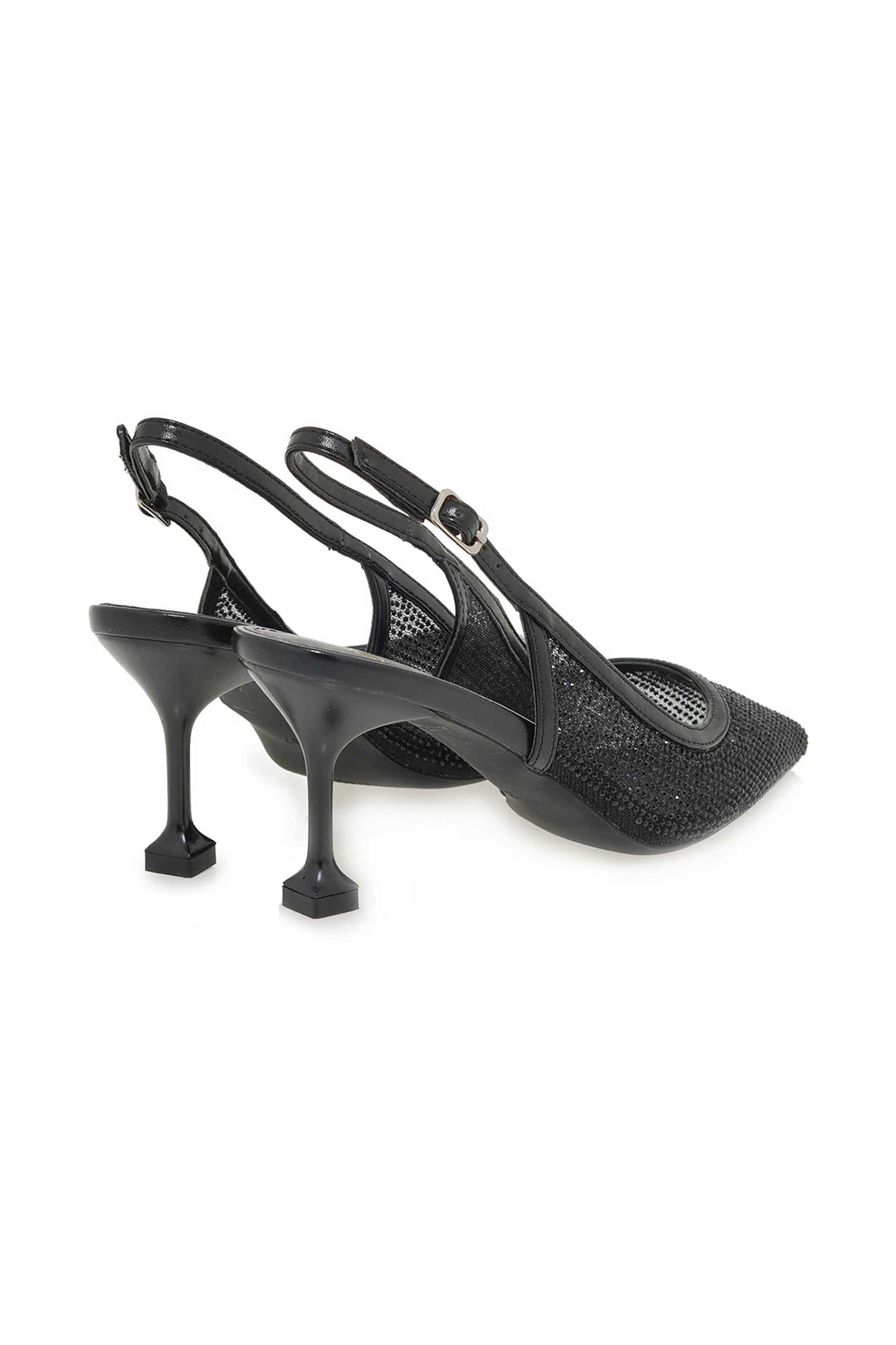 Exe Γυναικείες Γόβες Slingback με Στρας - W47005114171 Μαύρο