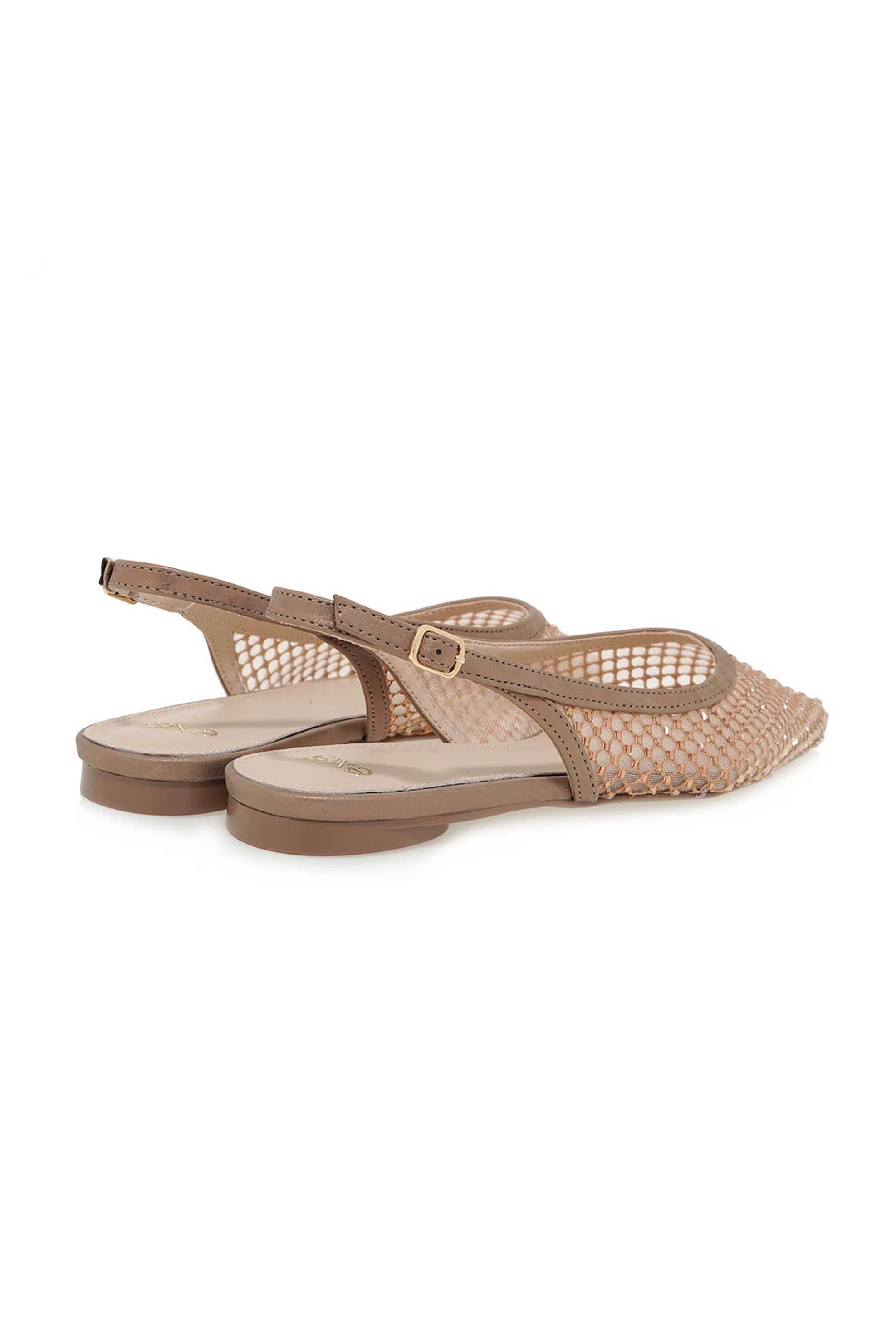 Exe Γυναικείες Γόβες Slingback με Στρας - W4700222130B Μπρονζέ