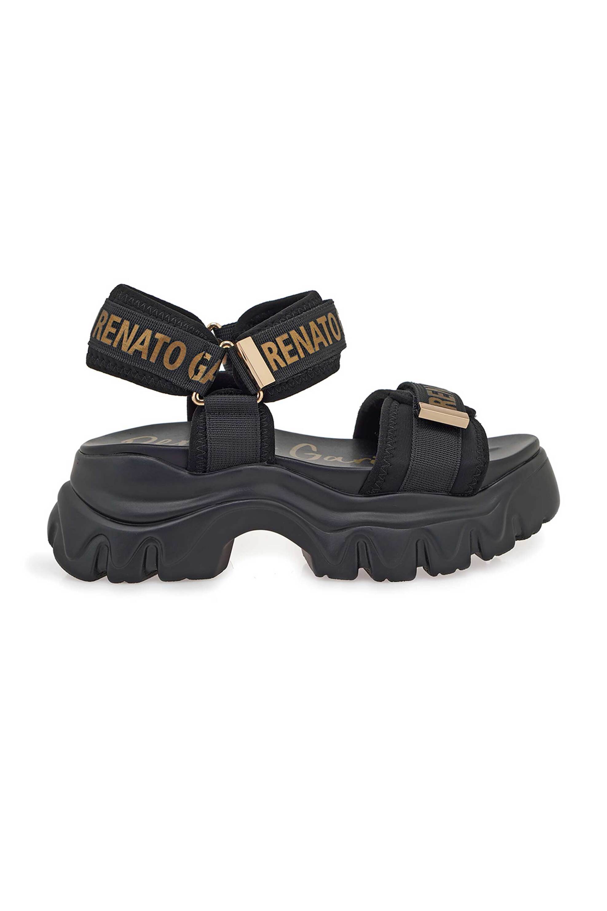 Renato Garini γυναικεία flatforms με logo print - W428A2924001 Μαύρο