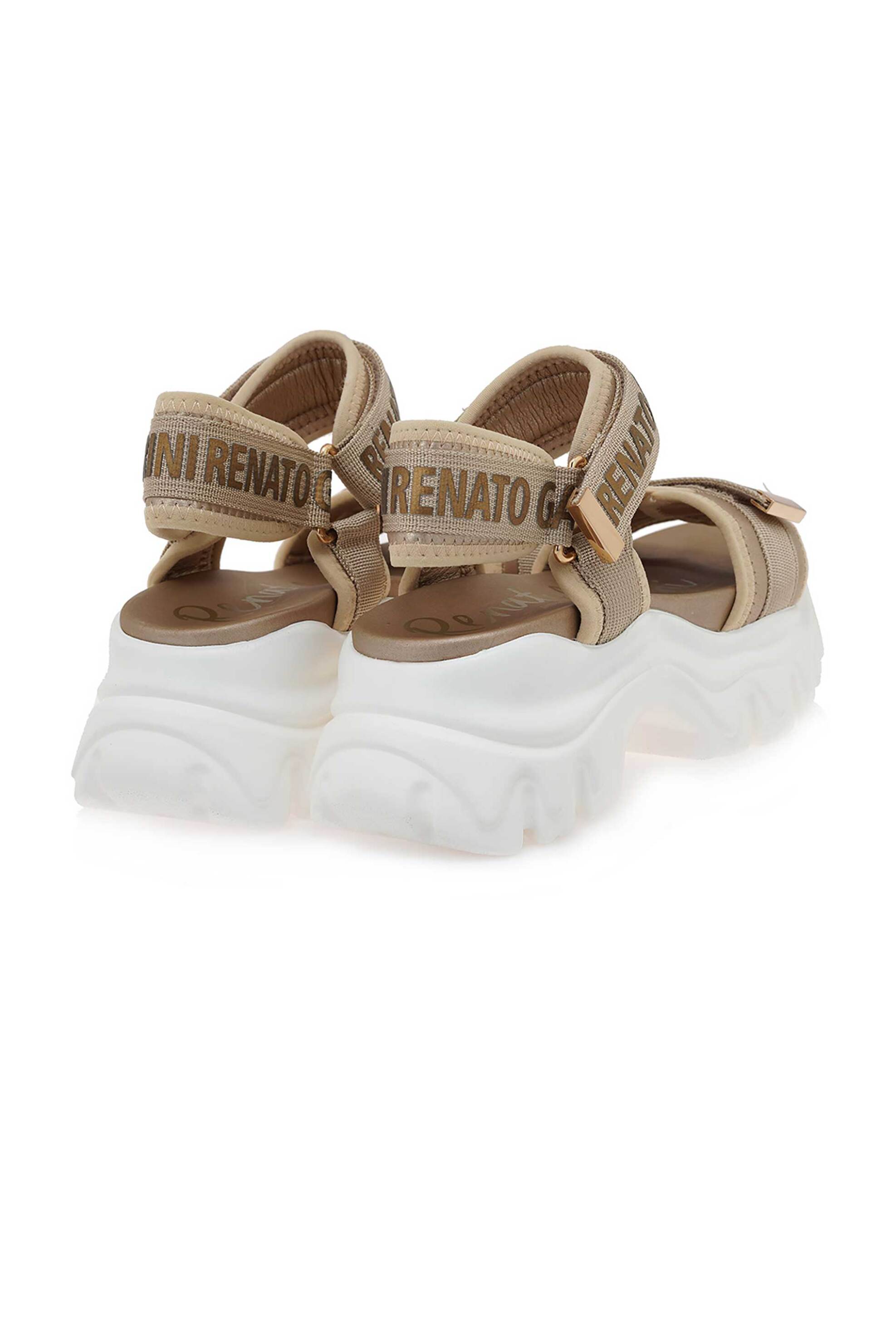 Renato Garini Γυναικεία Flatforms με Logo Print - W428A2924L46 Χρυσό