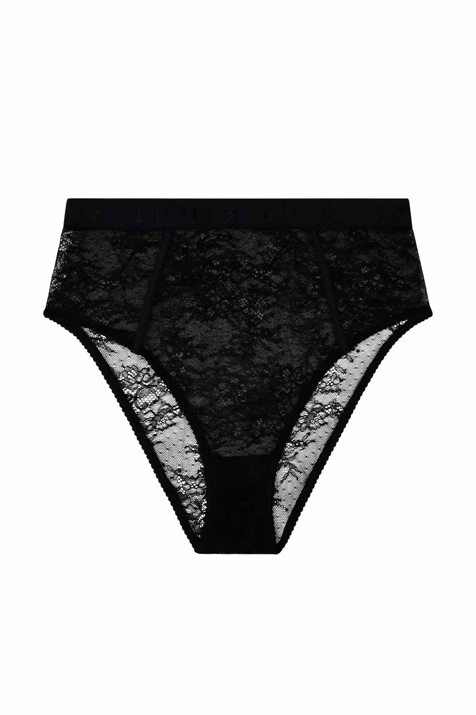 LOVE STORIES Love Stories γυναικείο σλιπ ψηλόμεσο με δαντέλα με logo tape στη μέση "Pebbles" - L2321915900 Μαύρο