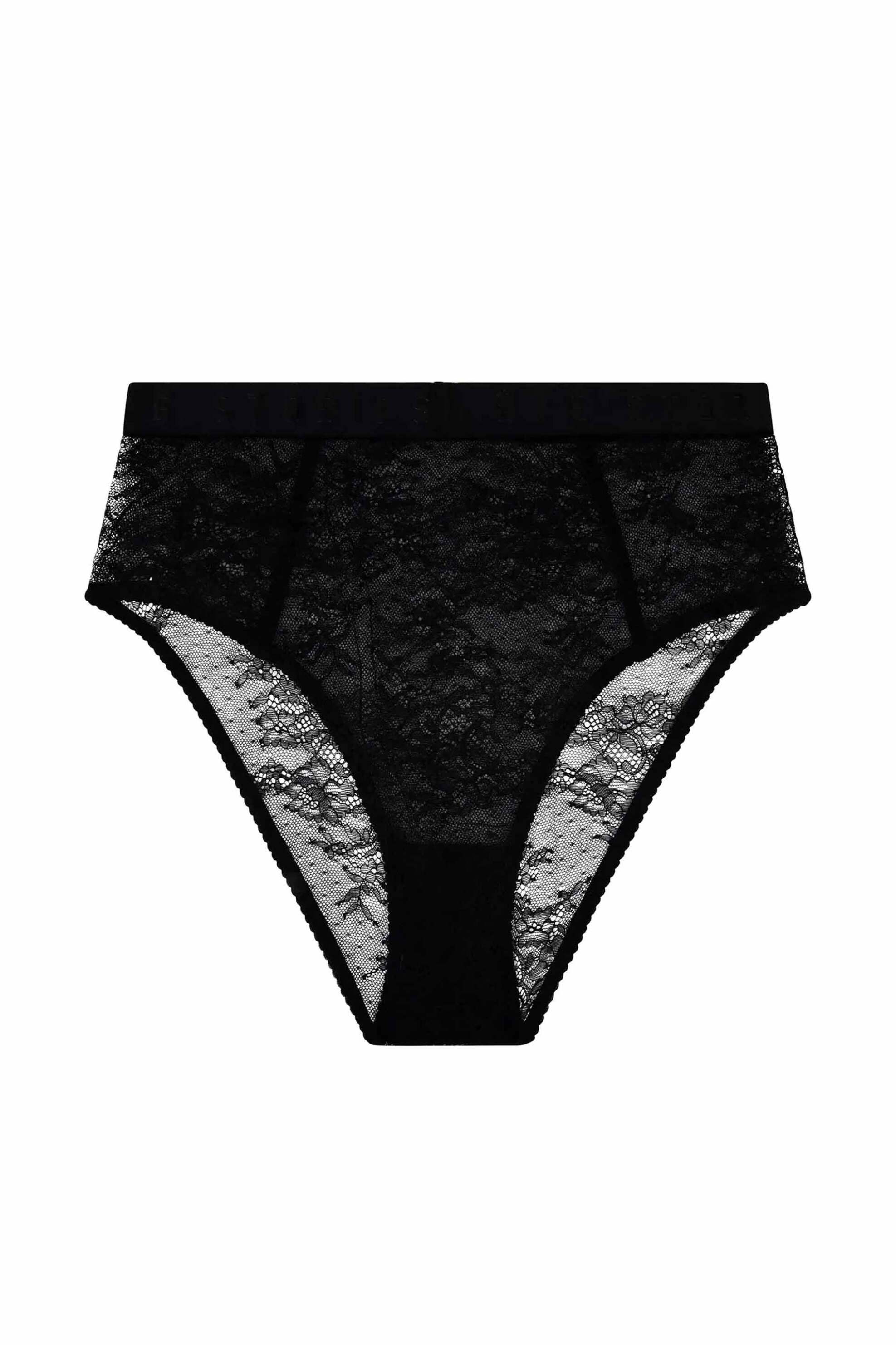 Love Stories γυναικείο σλιπ ψηλόμεσο με δαντέλα με logo tape στη μέση "Pebbles" - L2321915900 Μαύρο φωτογραφία