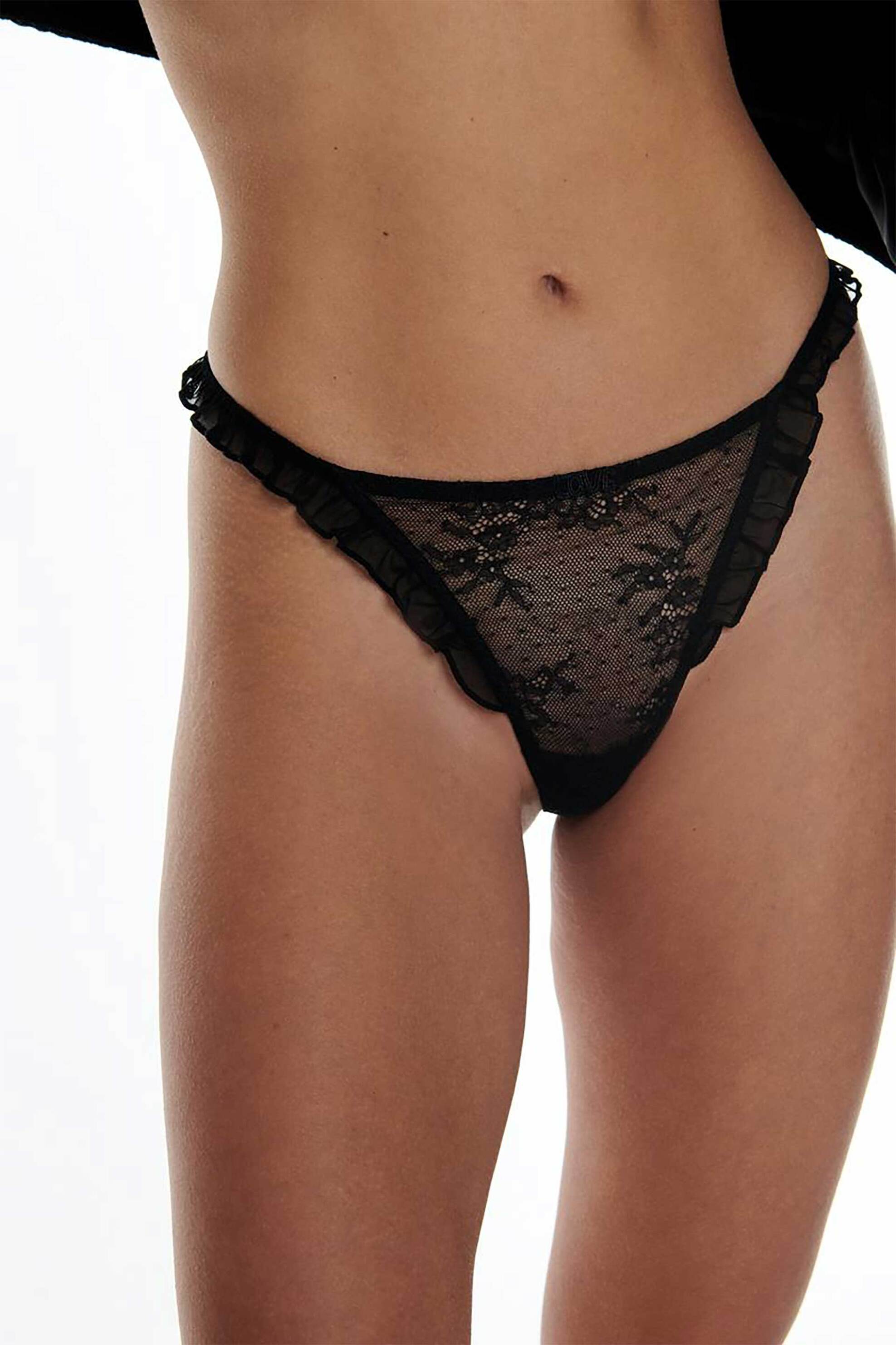 Love Stories γυναικείο σλιπ tanga μονόχρωμο με δαντέλα "Francesca" - L2371039900 Μαύρο φωτογραφία