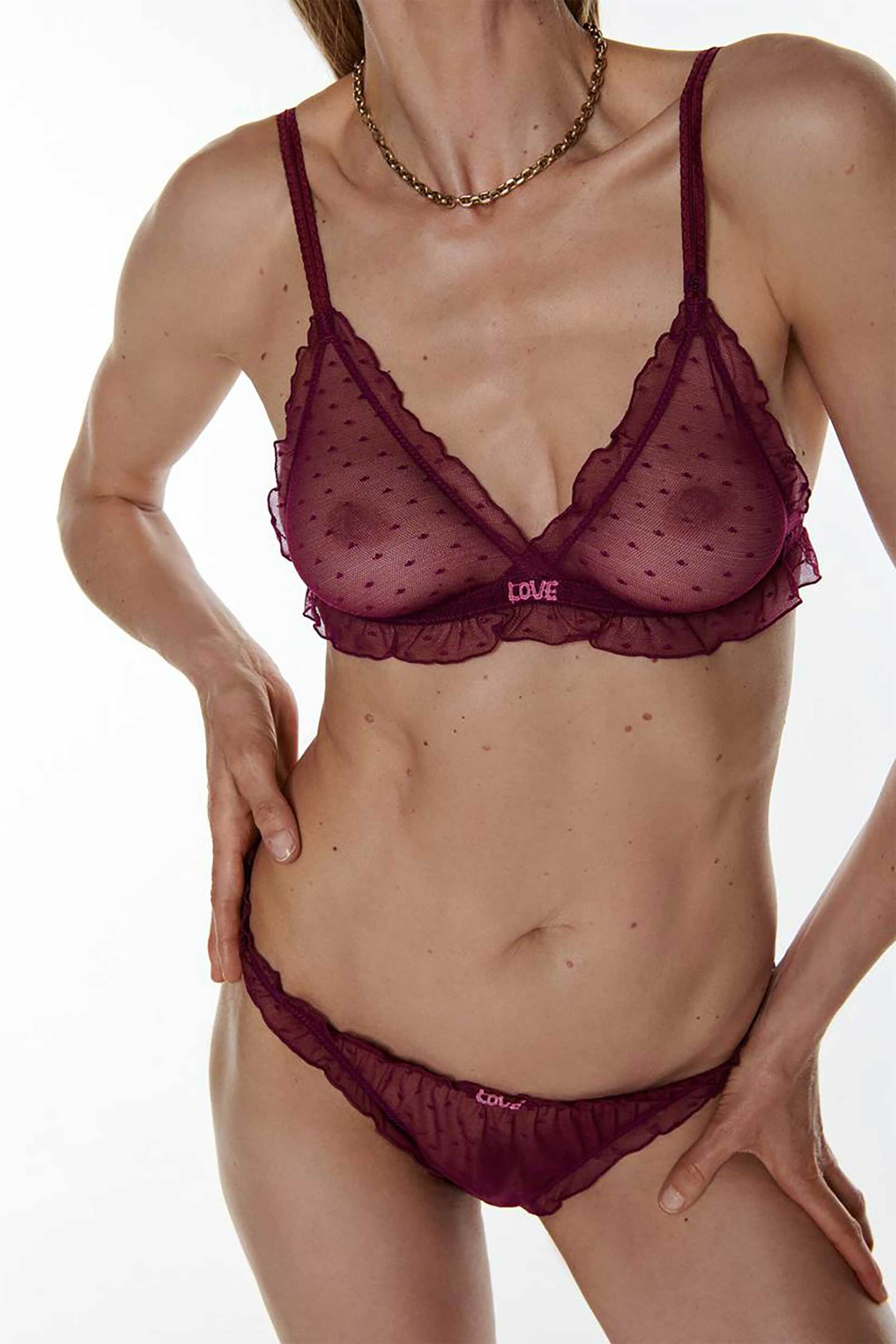Love Stories γυναικείο σλιπ tanga μονόχρωμο με μικροσχέδιο πουά "Lana" - L2371905415 Μπορντό φωτογραφία