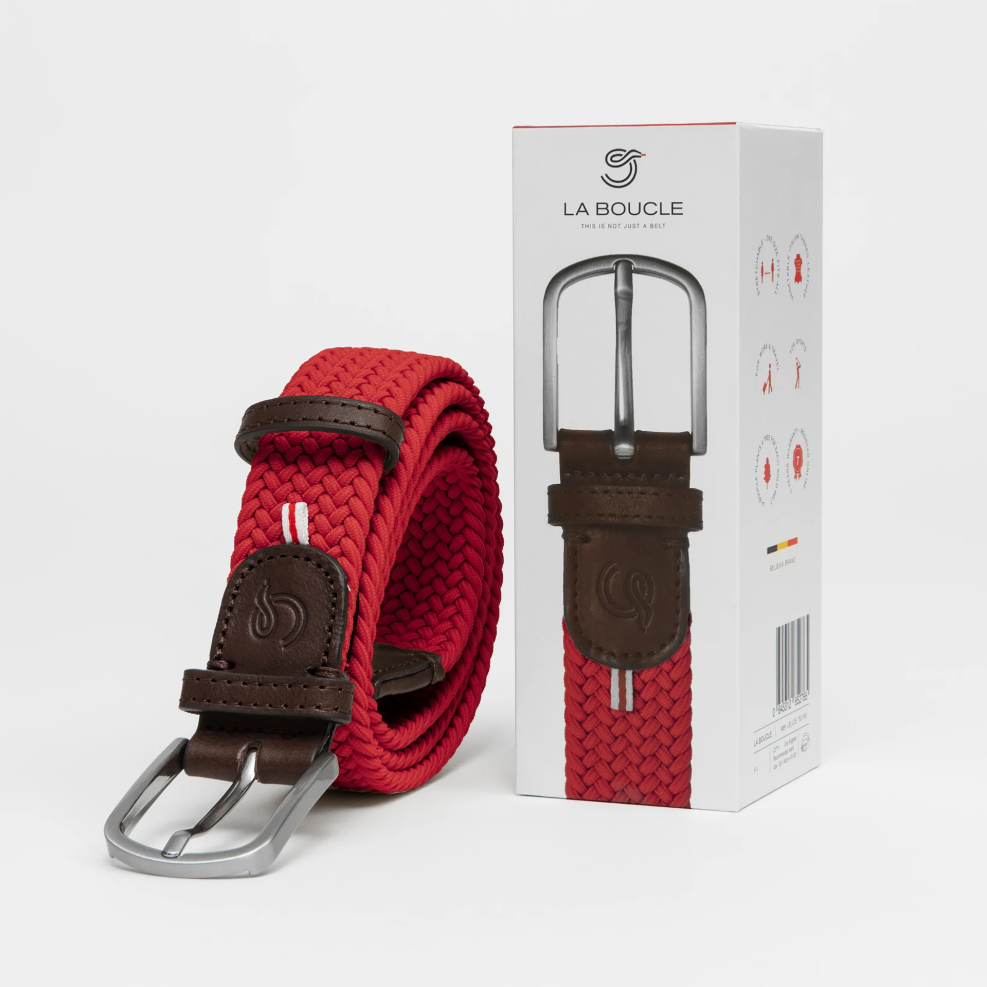 La Boucle ανδρική ζώνη "Brussels" - LBBRURED Κόκκινο φωτογραφία