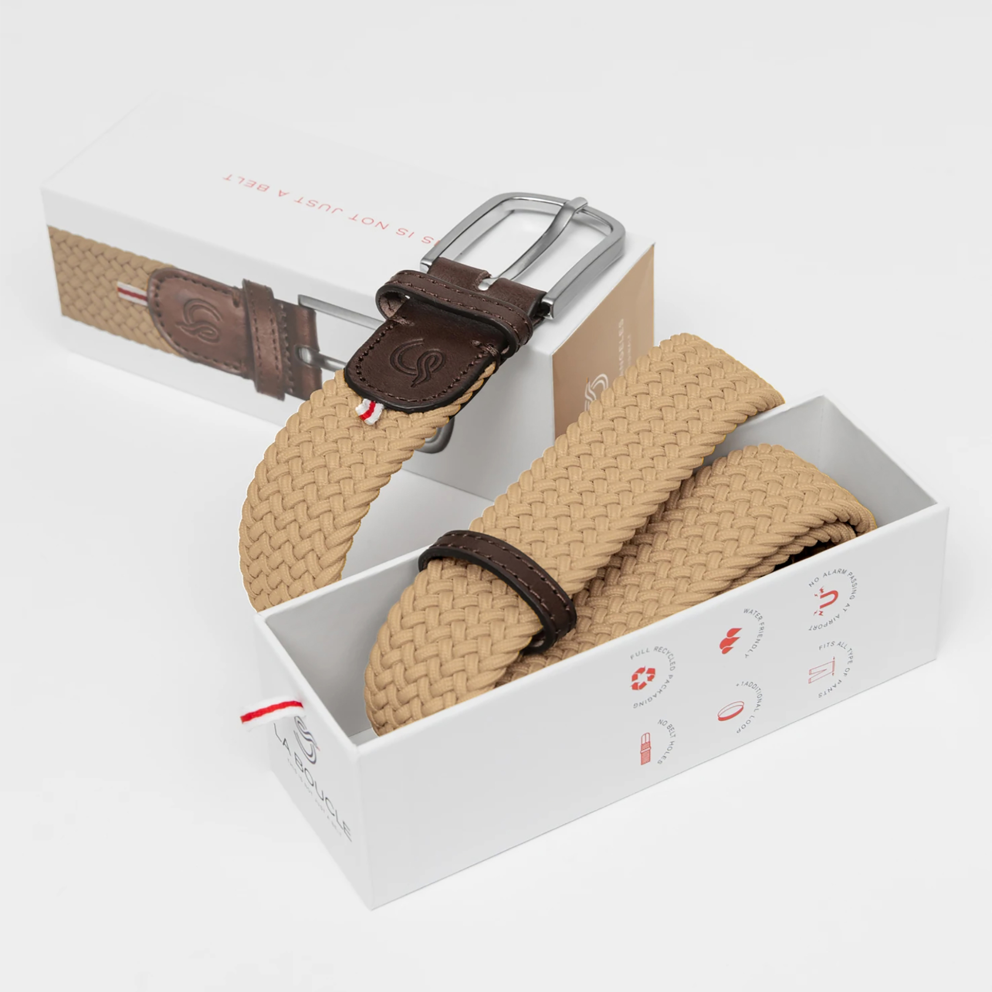 La Boucle ανδρική ζώνη "Dubai" - LBDUBBEI Μπεζ φωτογραφία