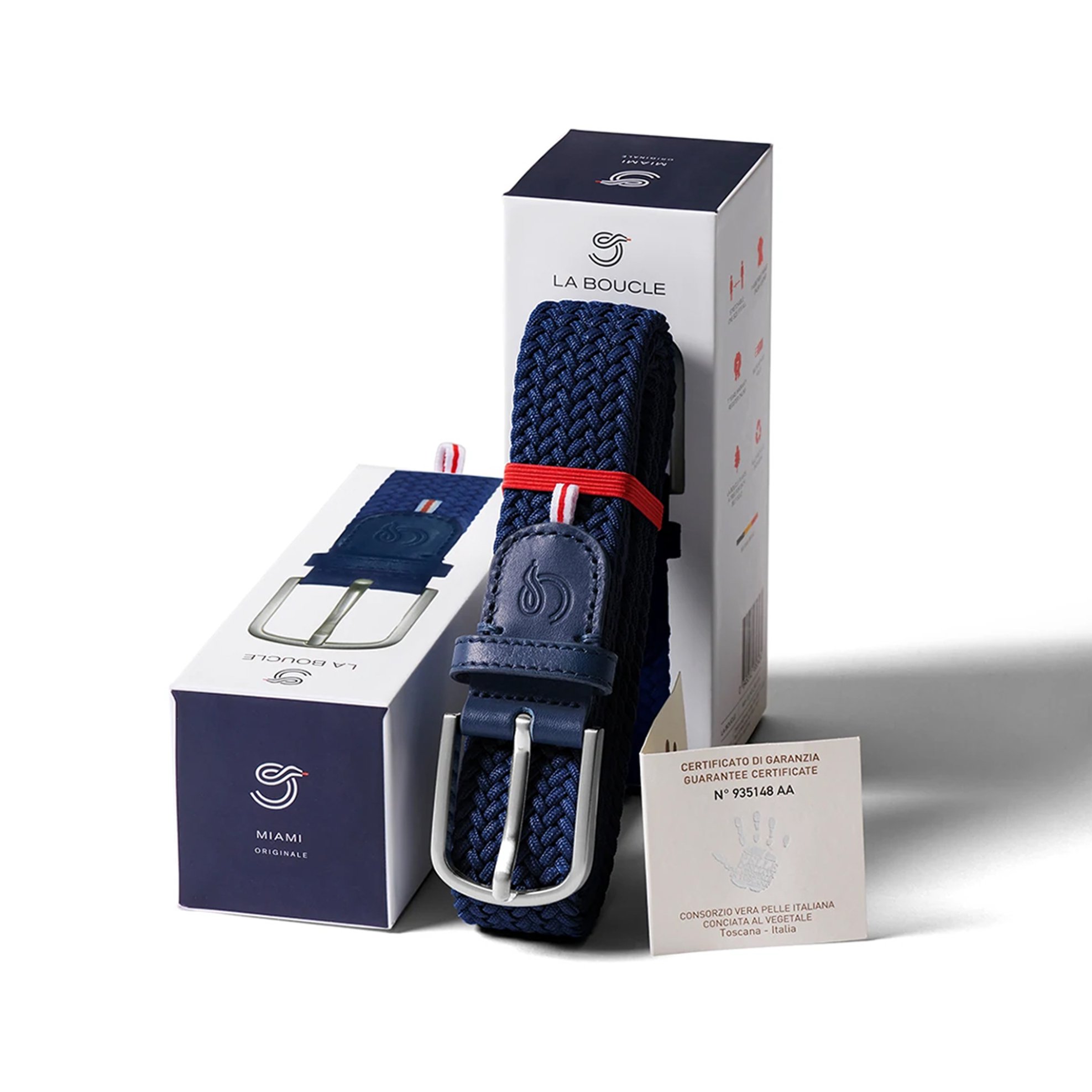 La Boucle ανδρική ζώνη με πλεκτό σχέδιο "Miami" - LBMIABLU Μπλε Σκούρο φωτογραφία