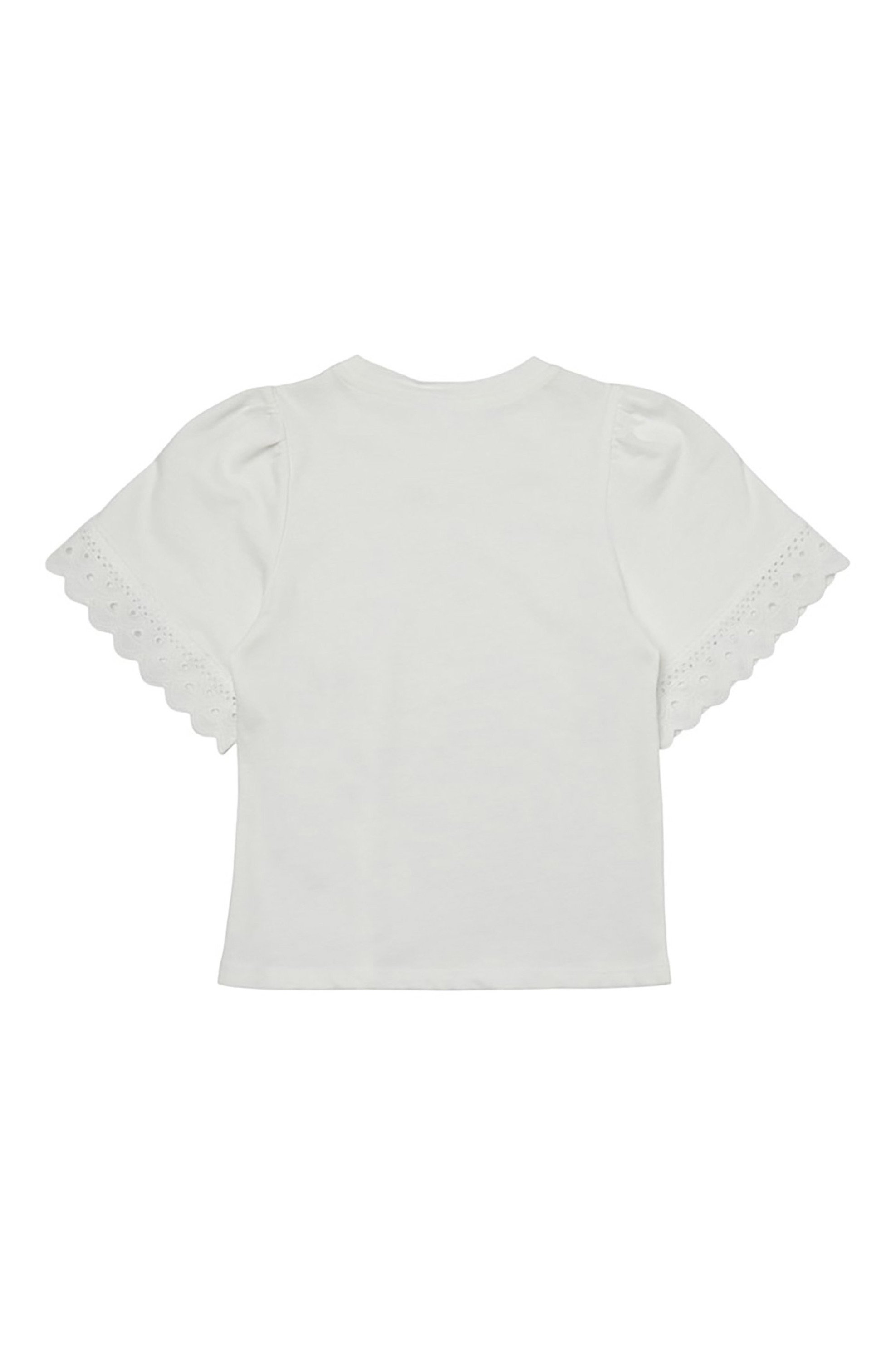 Vero Moda Παιδικό T-Shirt Μονόχρωμο με Δαντέλα Στο Τελείωμα του Μανικιού - 10279810 Λευκό