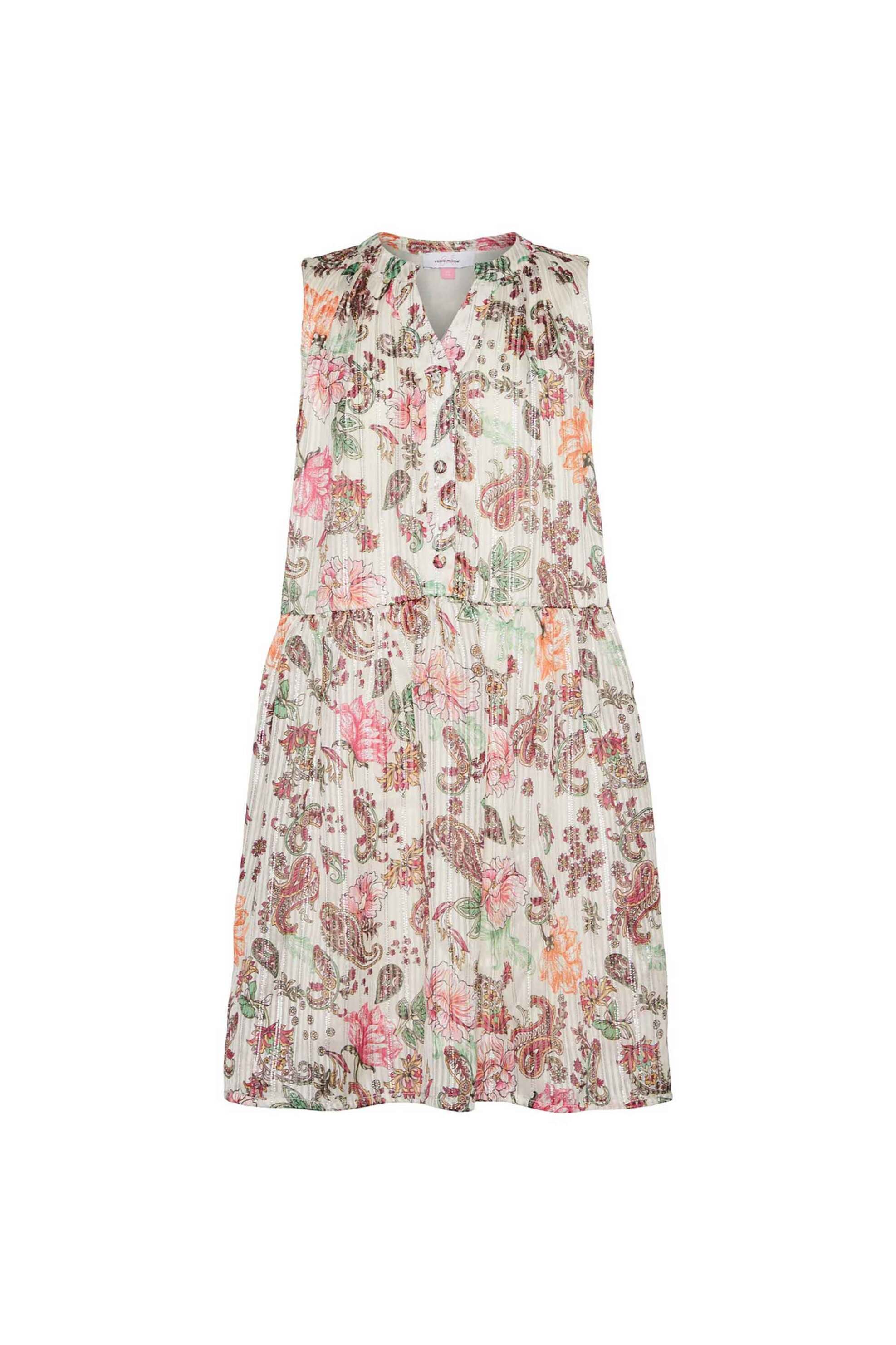 Vero Moda παιδικό φόρεμα αμάνικο με all-over floral και geometrical print (6-14 ετών) - 10288450 Εκρού