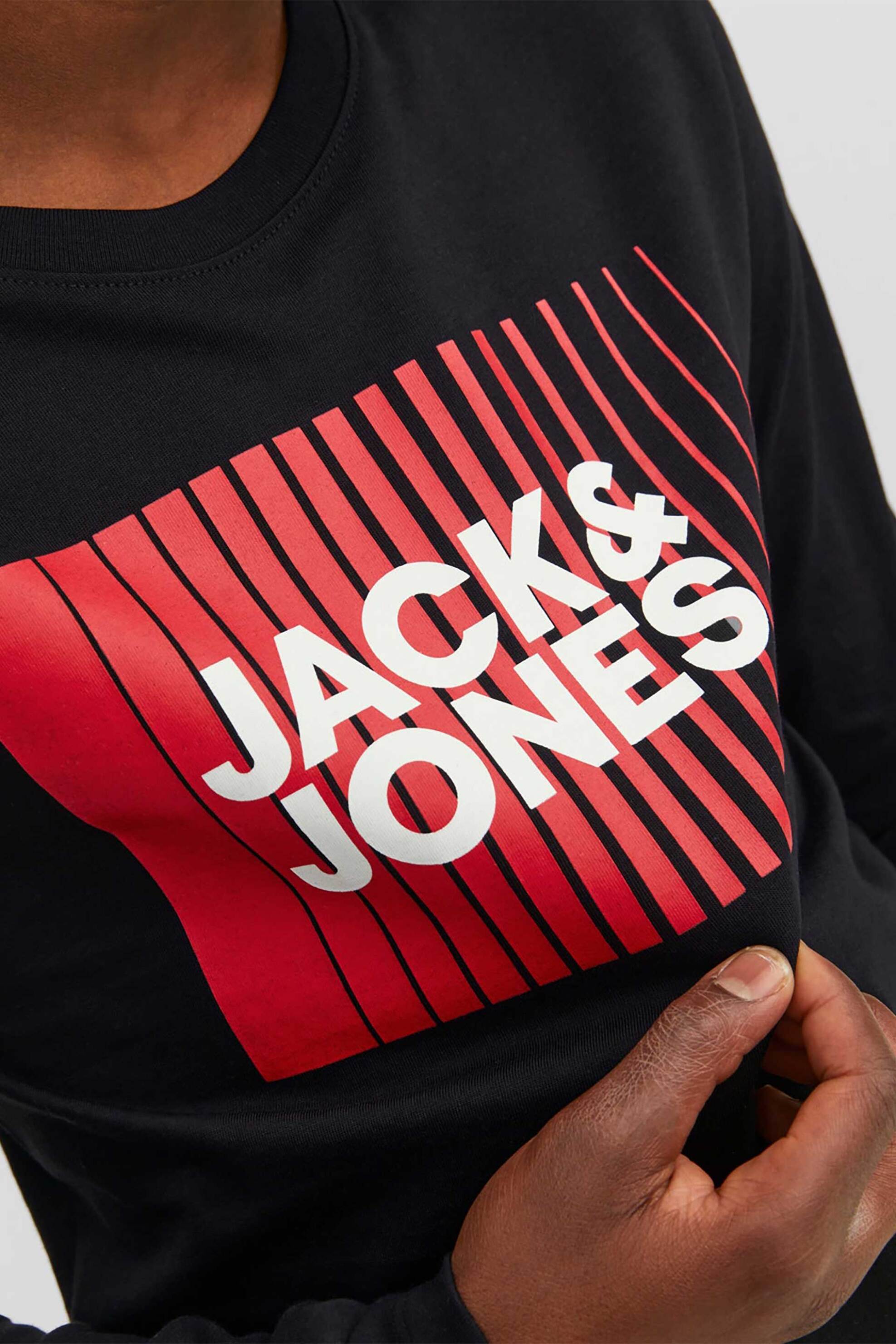 JACK & JONES παιδική βαμβακερή μπλούζα μονόχρωμη με contrast logo print - 12244209 Μαύρο φωτογραφία