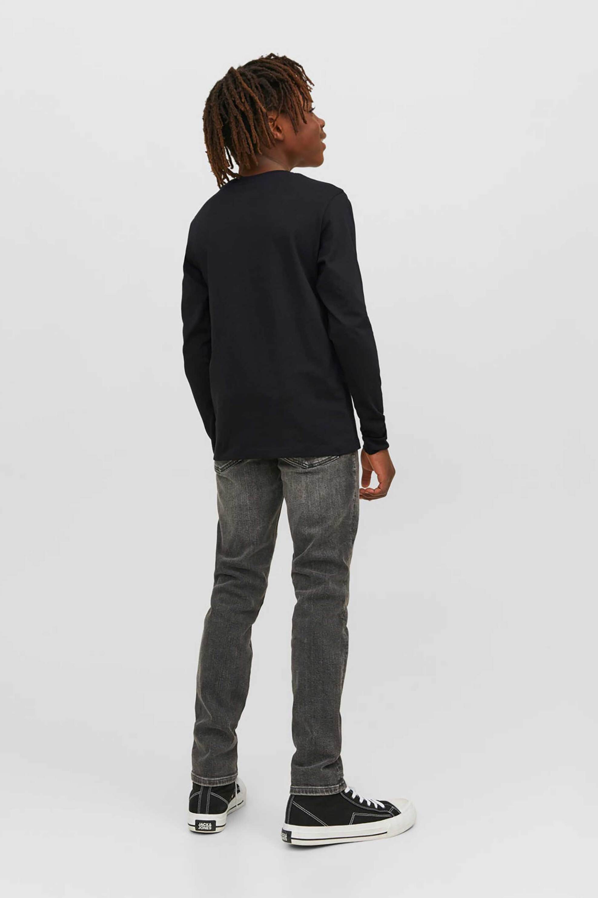 JACK & JONES παιδική βαμβακερή μπλούζα μονόχρωμη με contrast logo print - 12244209 Μαύρο φωτογραφία