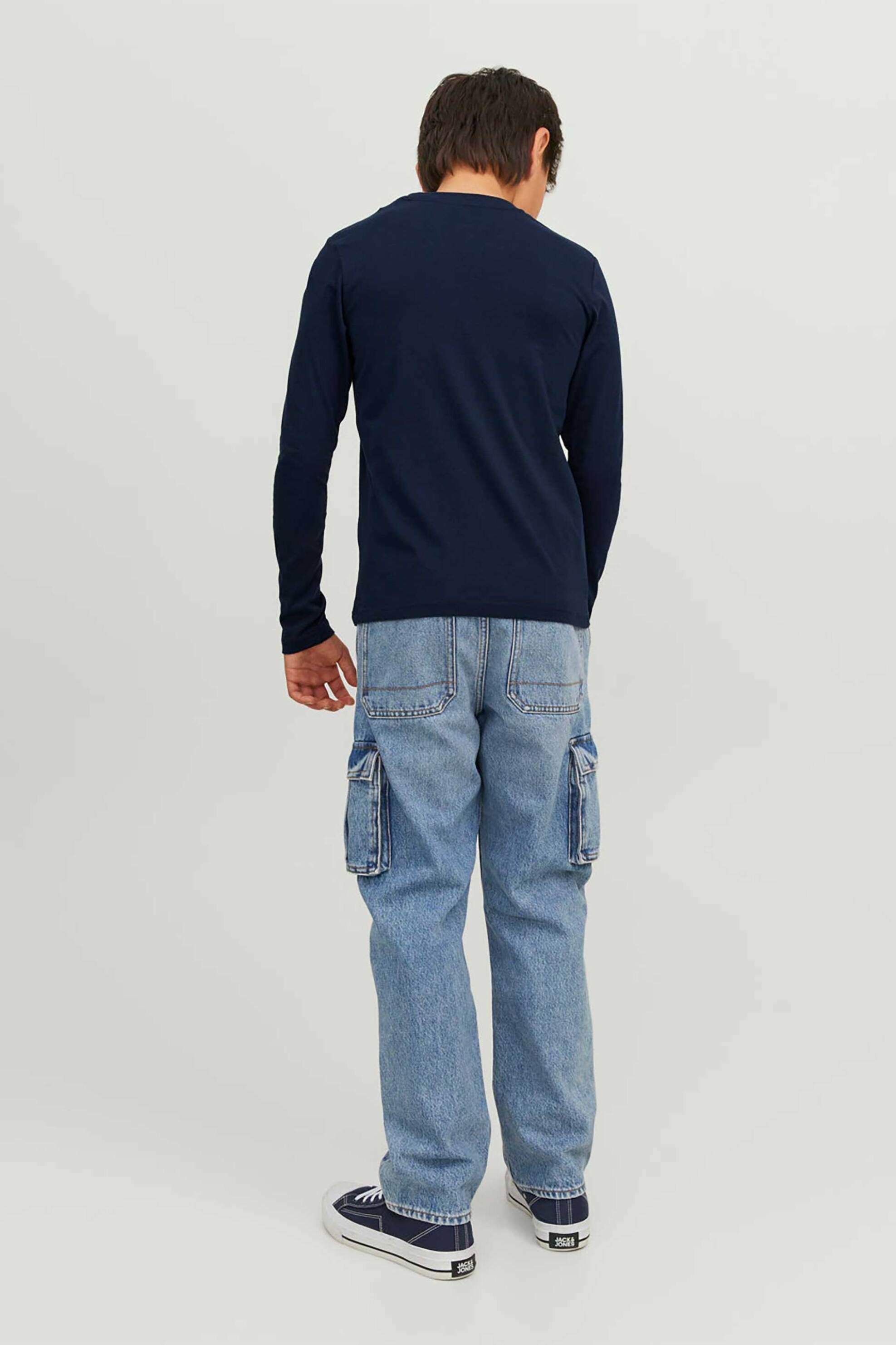 JACK & JONES παιδική βαμβακερή μπλούζα μονόχρωμη με τύπωμα μπροστά - 12242855 Σκούρο Μπλε φωτογραφία