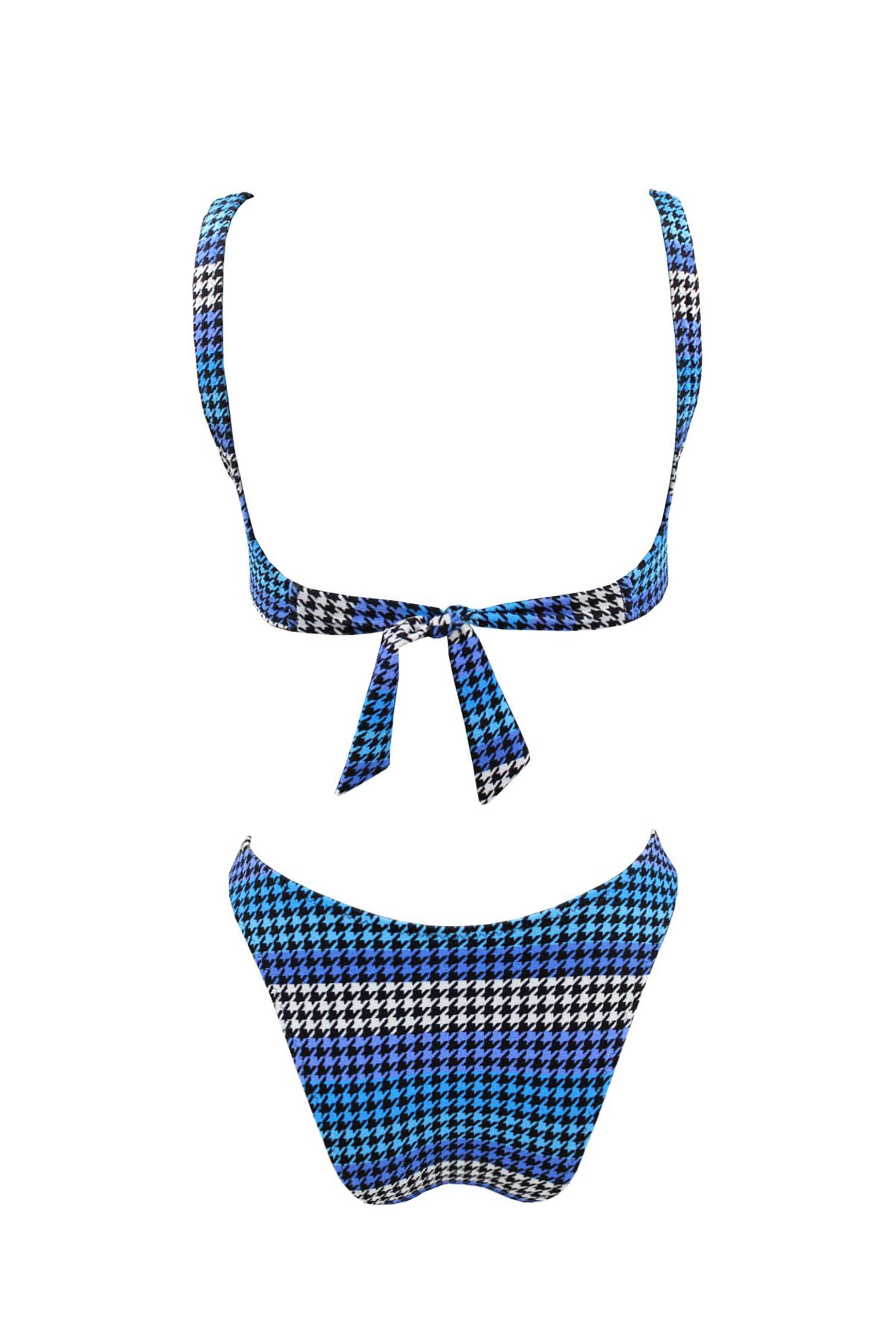 Emma Swimwear σετ γυναικείο μαγιό μπικίνι με pied-de-poule pattern Cup D - EMMA 737 Μπλε φωτογραφία