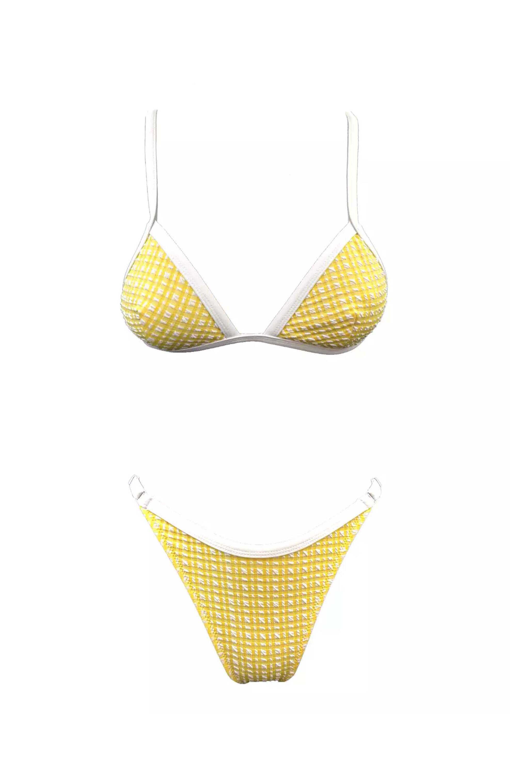 EMMA SWIMWEAR Emma Swimwear σετ γυναικείο μαγιό μπικίνι τοπ triangle και σλιπ structured "Yellow Plaid" - EMMA 821W Κίτρινο