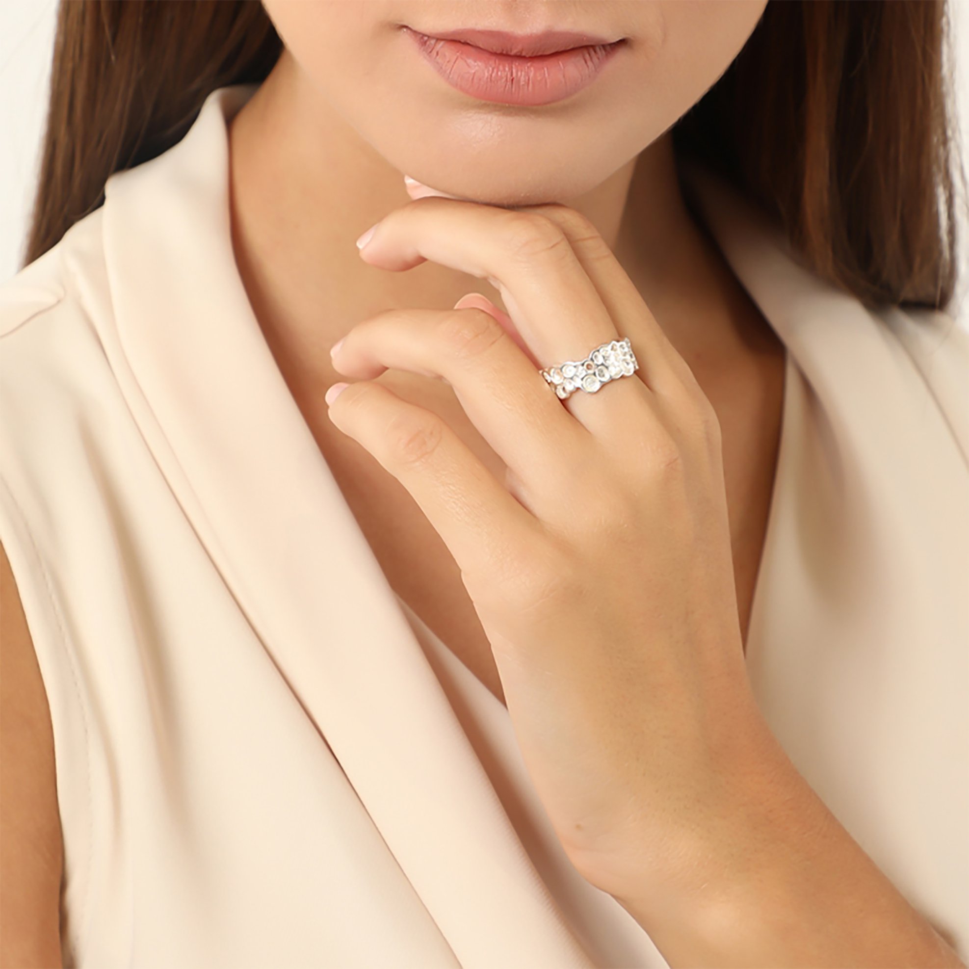 Folli Follie γυναικείο ασημένιο δαχτυλίδι "Oh Honey" - 1R22S007-** Ασημί φωτογραφία