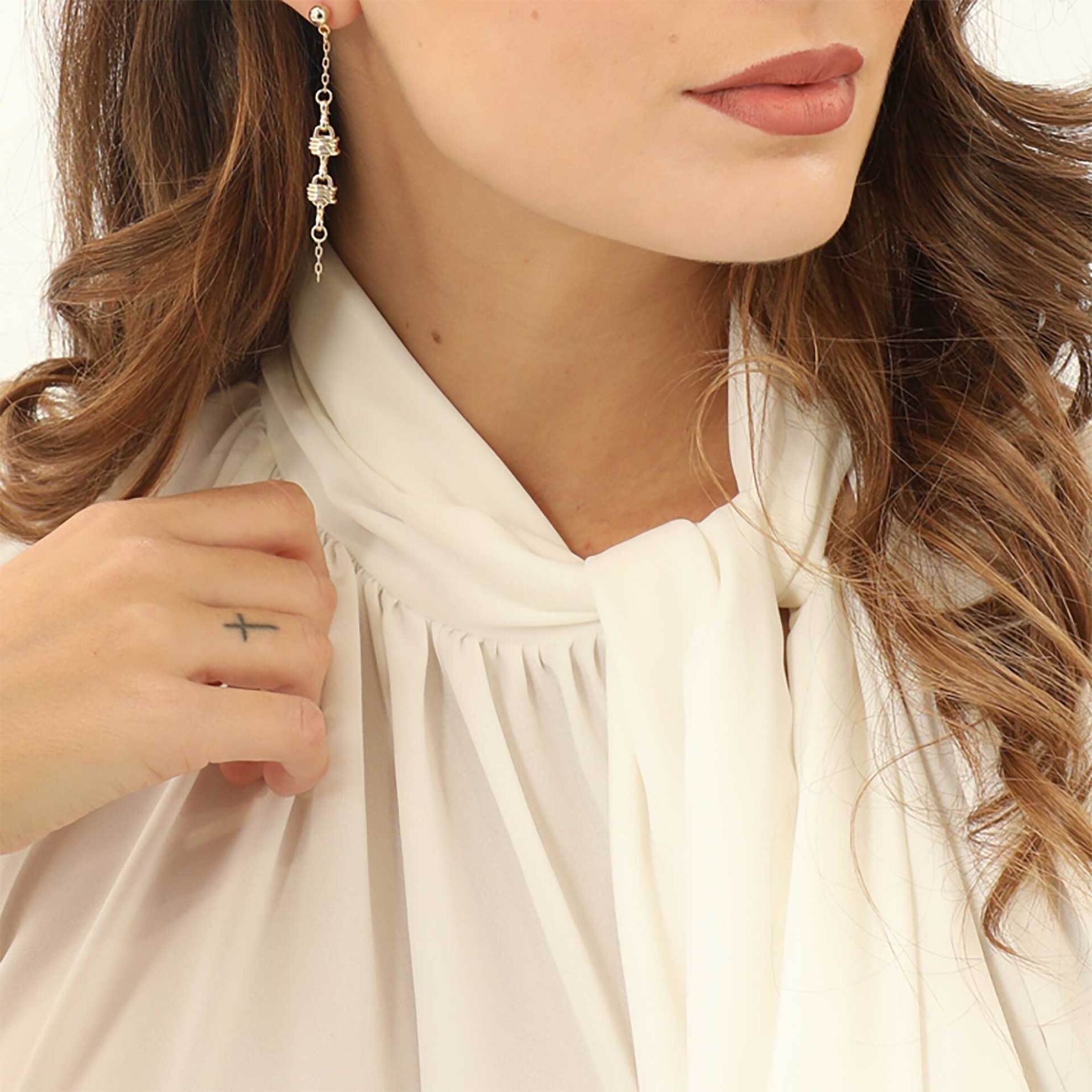 Folli Follie γυναικεία επίχρυσα κρεμαστά σκουλαρίκια αλυσίδα "The Chain Addiction" - 1E22D059Y Χρυσό φωτογραφία