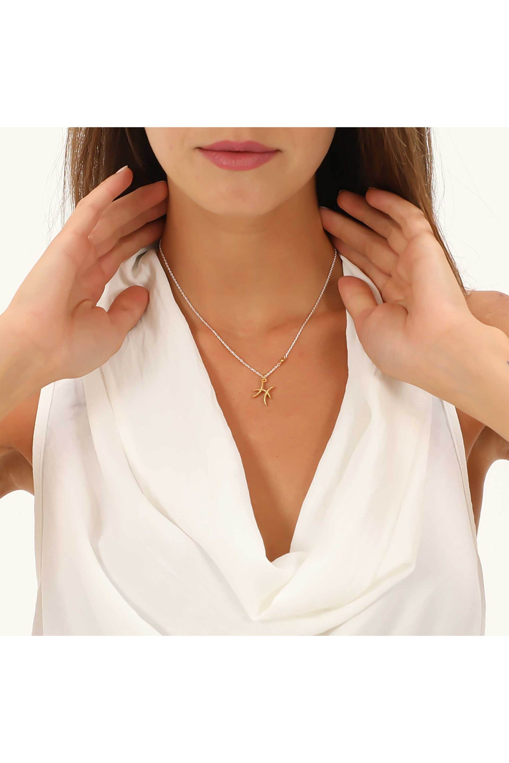 Folli Follie γυναικείο κοντό ασημένιο κολιέ με το ζώδιο Ιχθείς "Star Sign" - 1N23S087Y Ασημί φωτογραφία