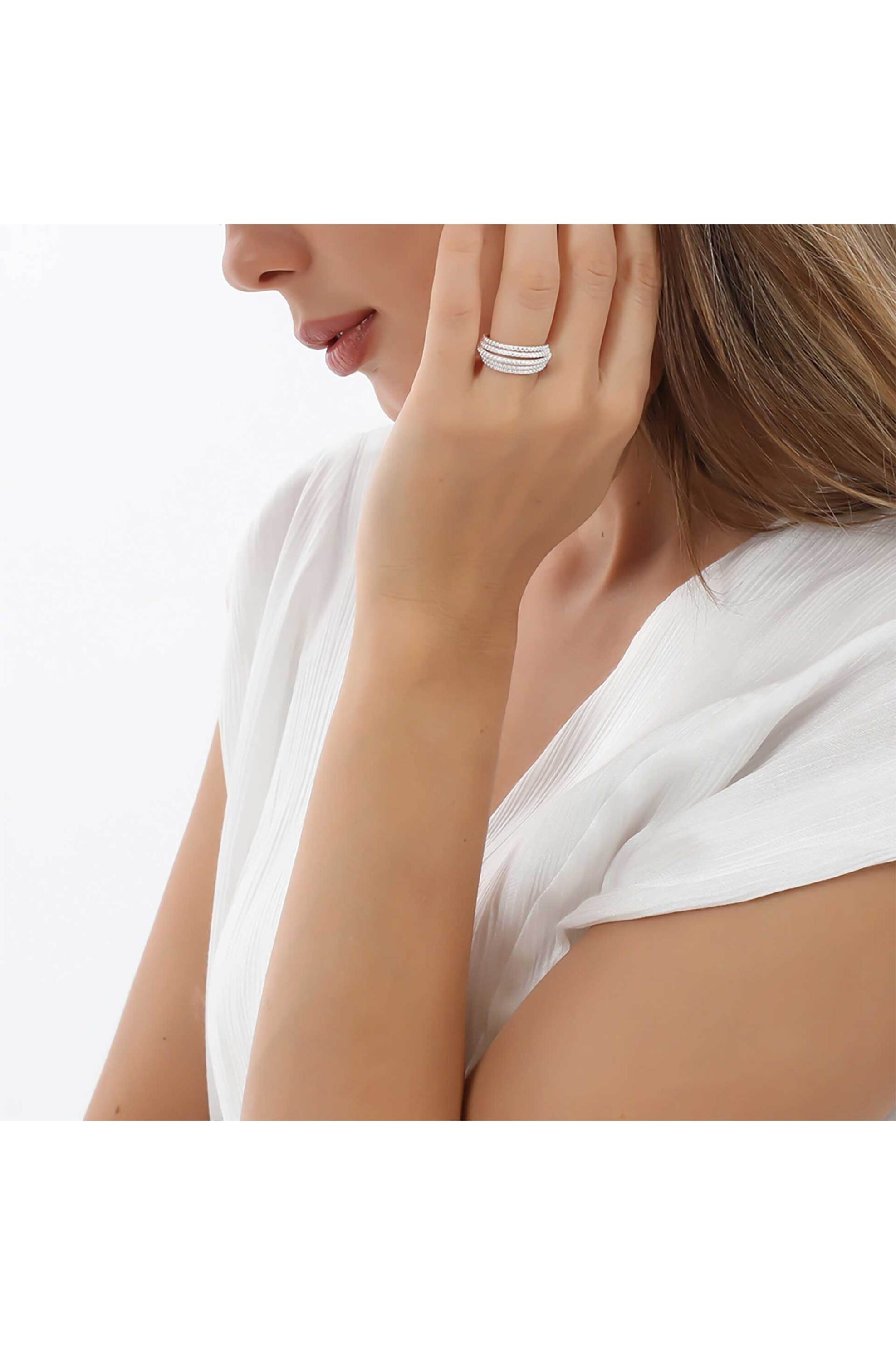 Folli Follie γυναικείο bulky ασημένιο δαχτυλίδι "Vivid Symmetries" - 1R23S036 Ασημί φωτογραφία