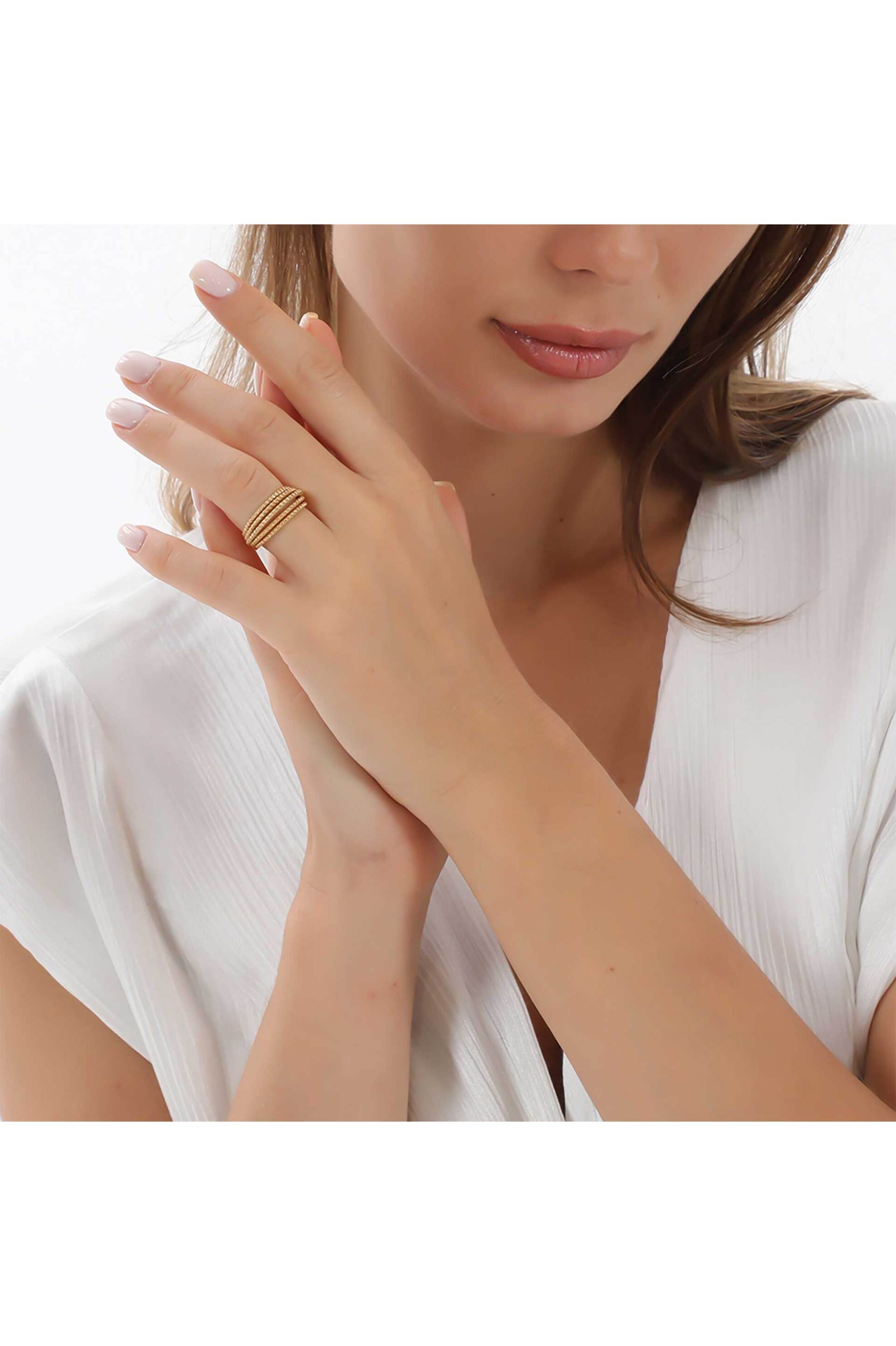 Folli Follie γυναικείο bulky επίχρυσο δαχτυλίδι "Vivid Symmetries" - 1R23S036Y Χρυσό φωτογραφία