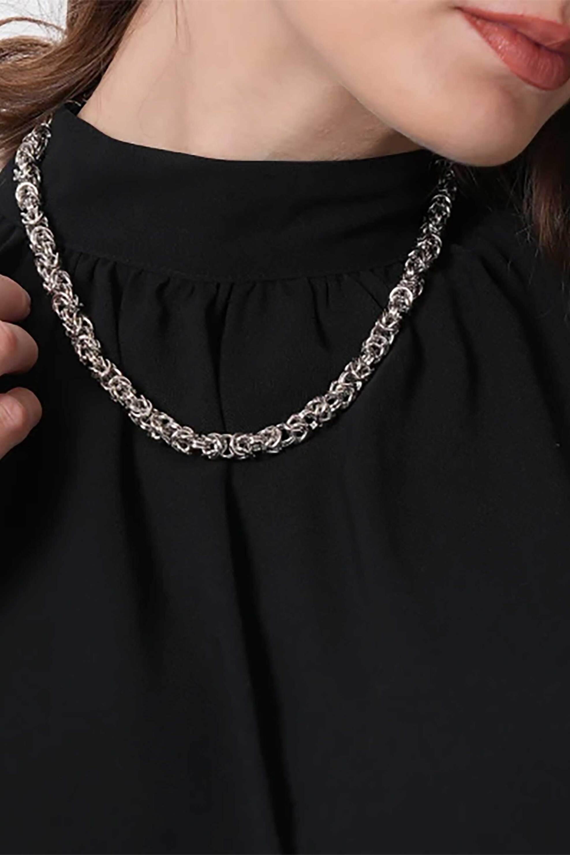 Folli Follie Γυναικείο Ασημί Κολιέ με Πλεκτή Αλυσίδα The Chain Addiction - 1N24D102