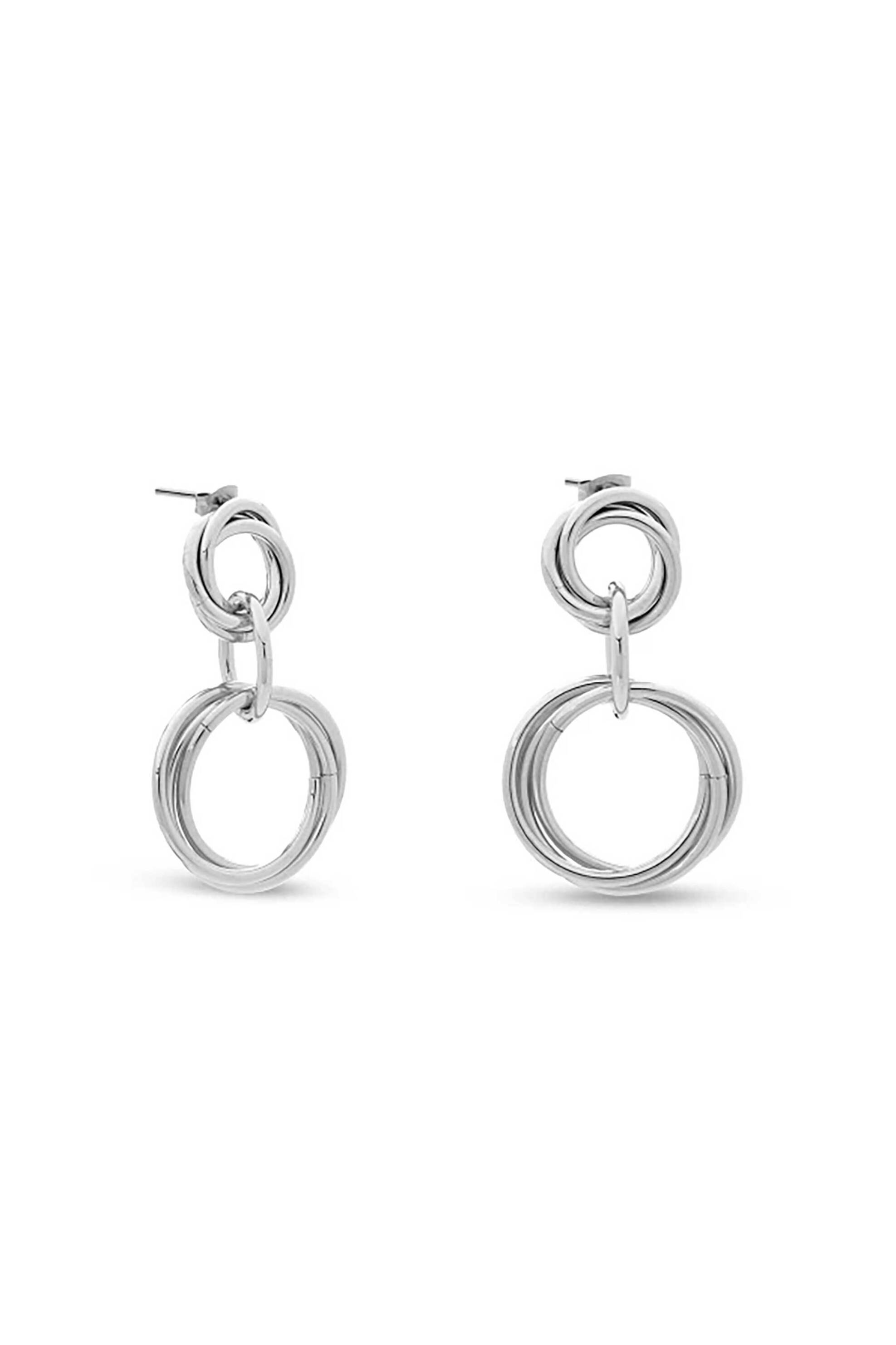 Folli Follie γυναικεία καρφωτά σκουλαρίκια με στρογγυλούς κρεμαστούς κρίκους "Hoops!" - 1E24F120 Ασημί