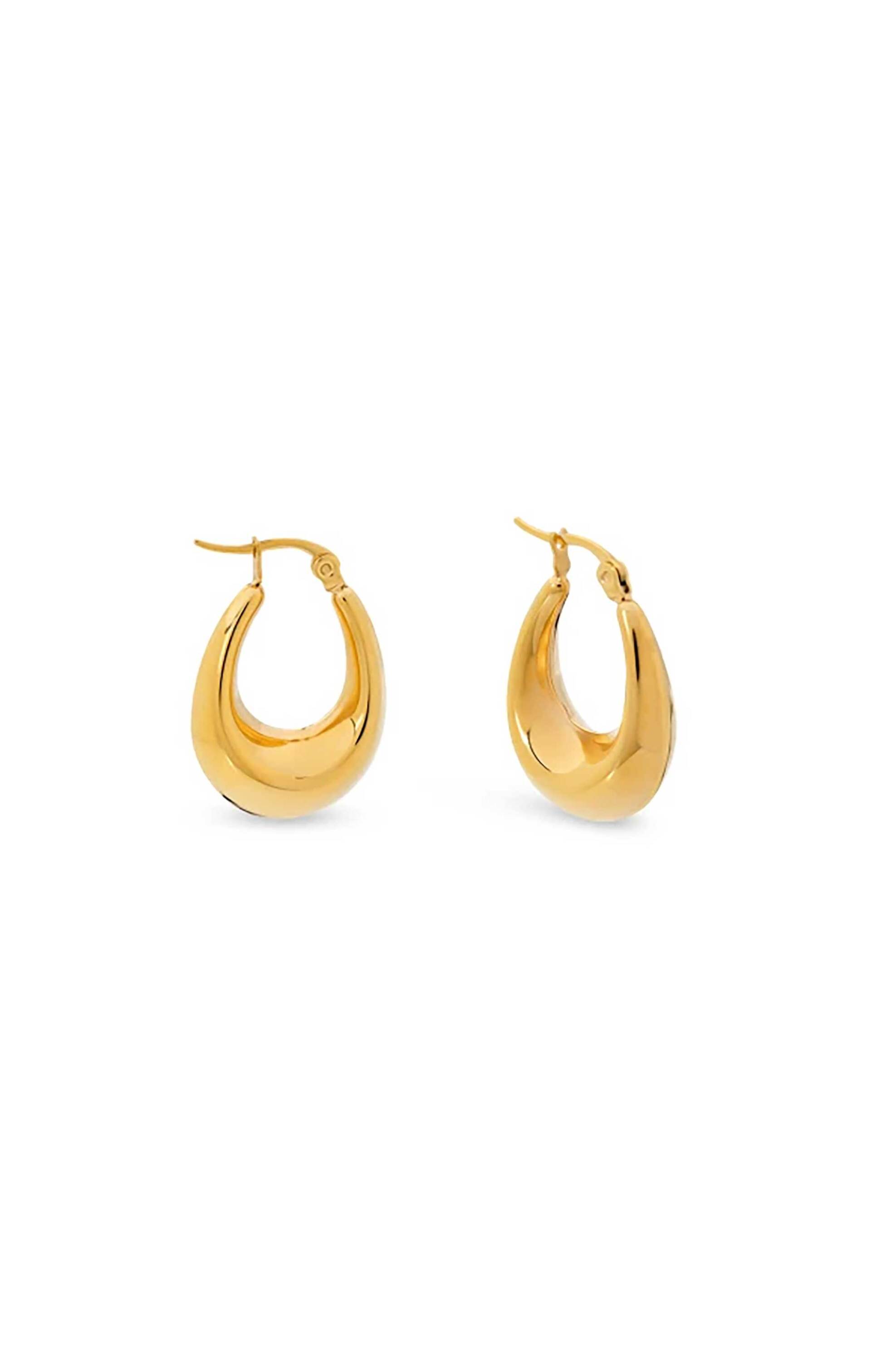 Folli Follie γυναικεία επίχρυσα σκουλαρίκια κρίκοι σε οβάλ σχήμα "Hoops!" - 1E24T111Y Χρυσό