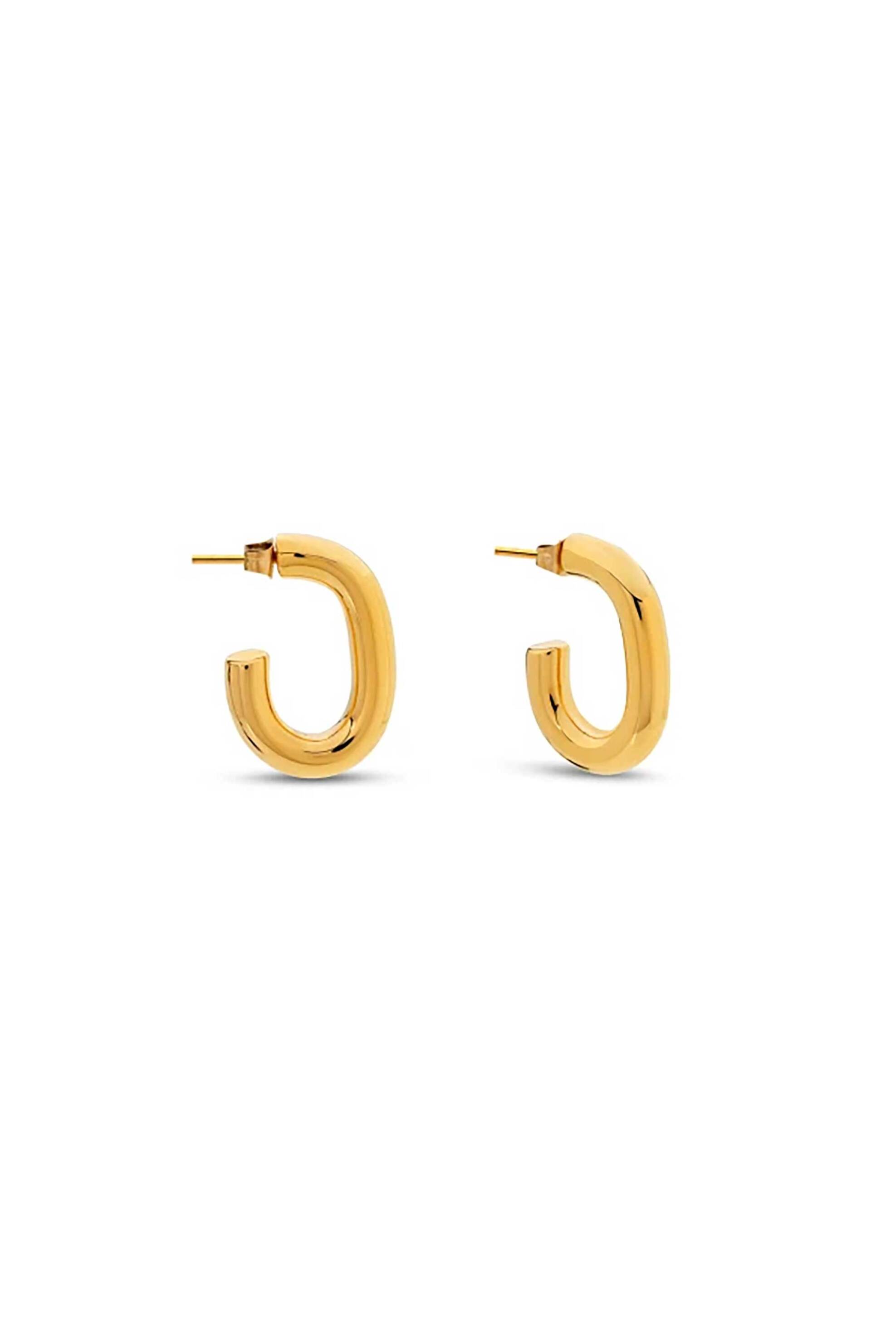 Folli Follie γυναικεία επίχρυσα σκουλαρίκια κρίκοι σε οβάλ σχήμα "Hoops!" - 1E24T123Y Χρυσό