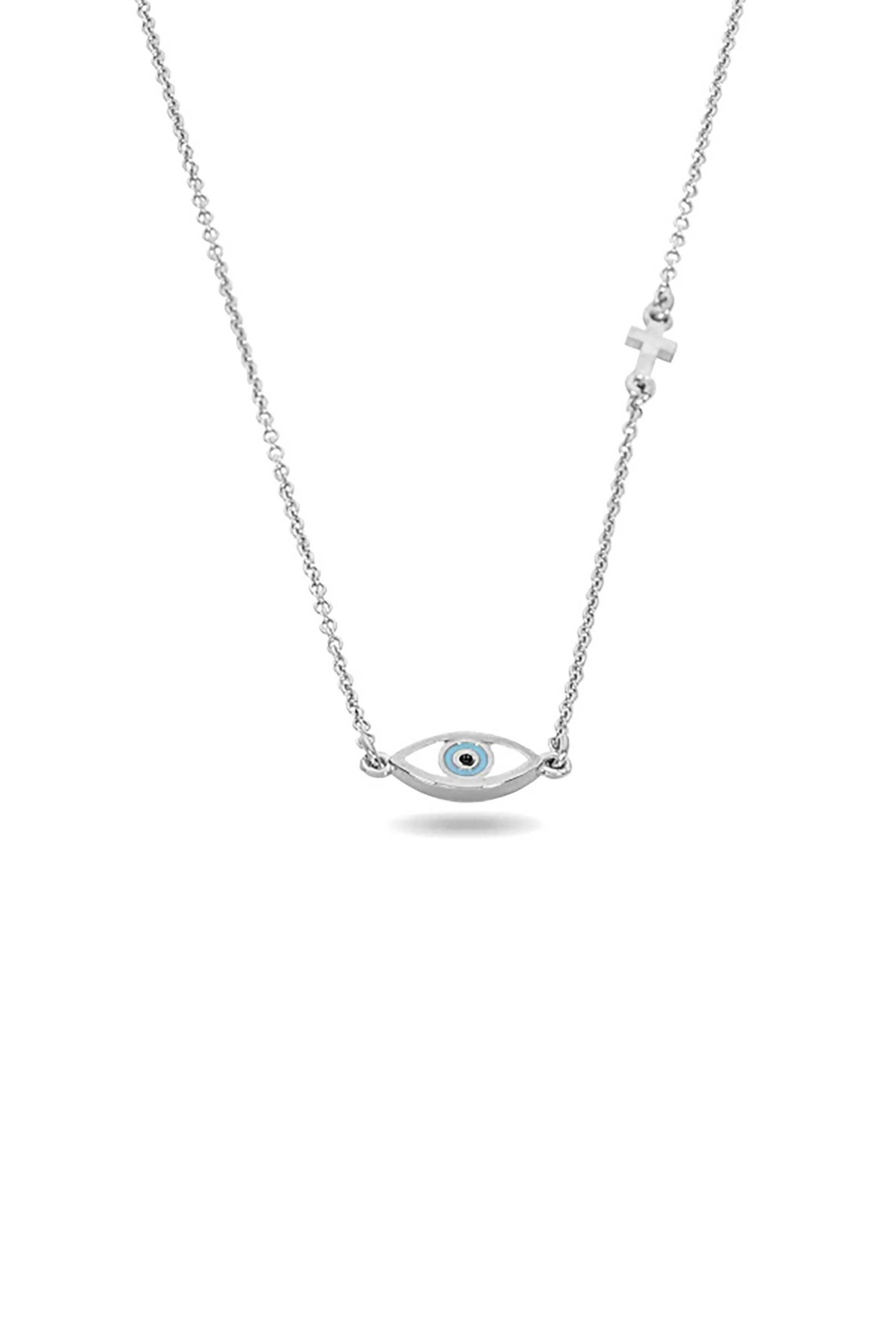 Folli Follie γυναικείο κοντό ασημένιο κολιέ με μοτίφ μάτι "Eyez on me" - 1N24S117UW Ασημί