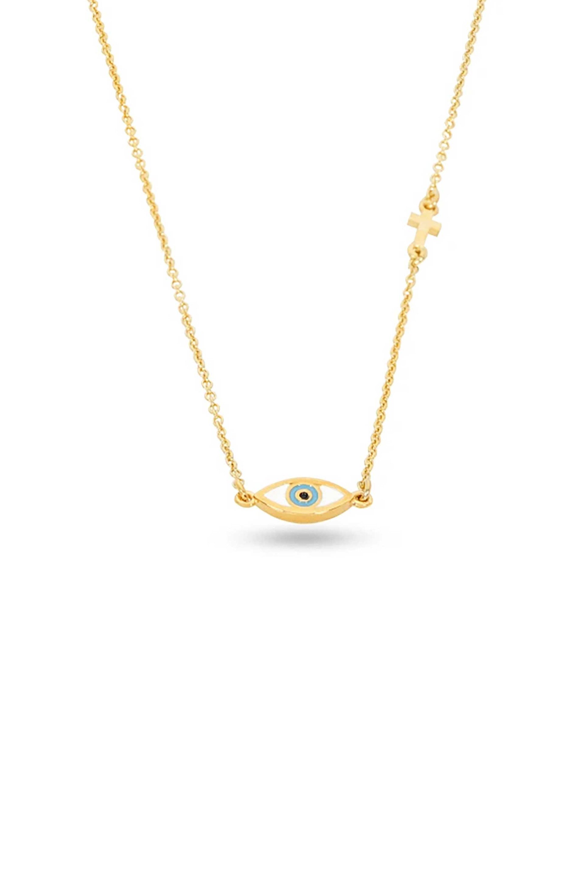 Folli Follie γυναικείο κοντό επίχρυσο κολιέ με μοτίφ μάτι "Eyez on me" - 1N24S117YUW Χρυσό