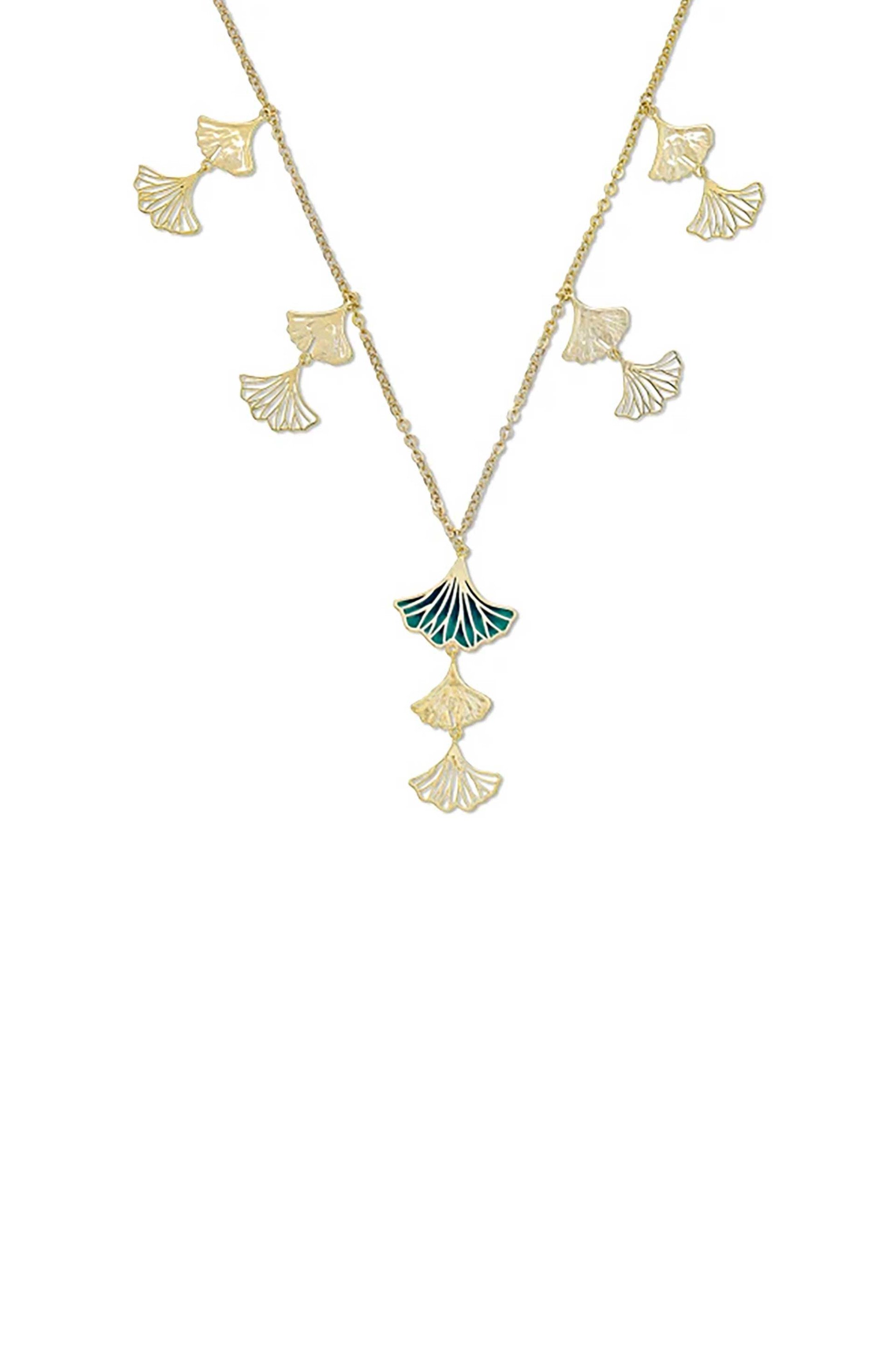 Folli Follie γυναικείο μακρύ κολιέ με πράσινο σμάλτο "Mystic Petals" - 1N24D127YE Πράσινο