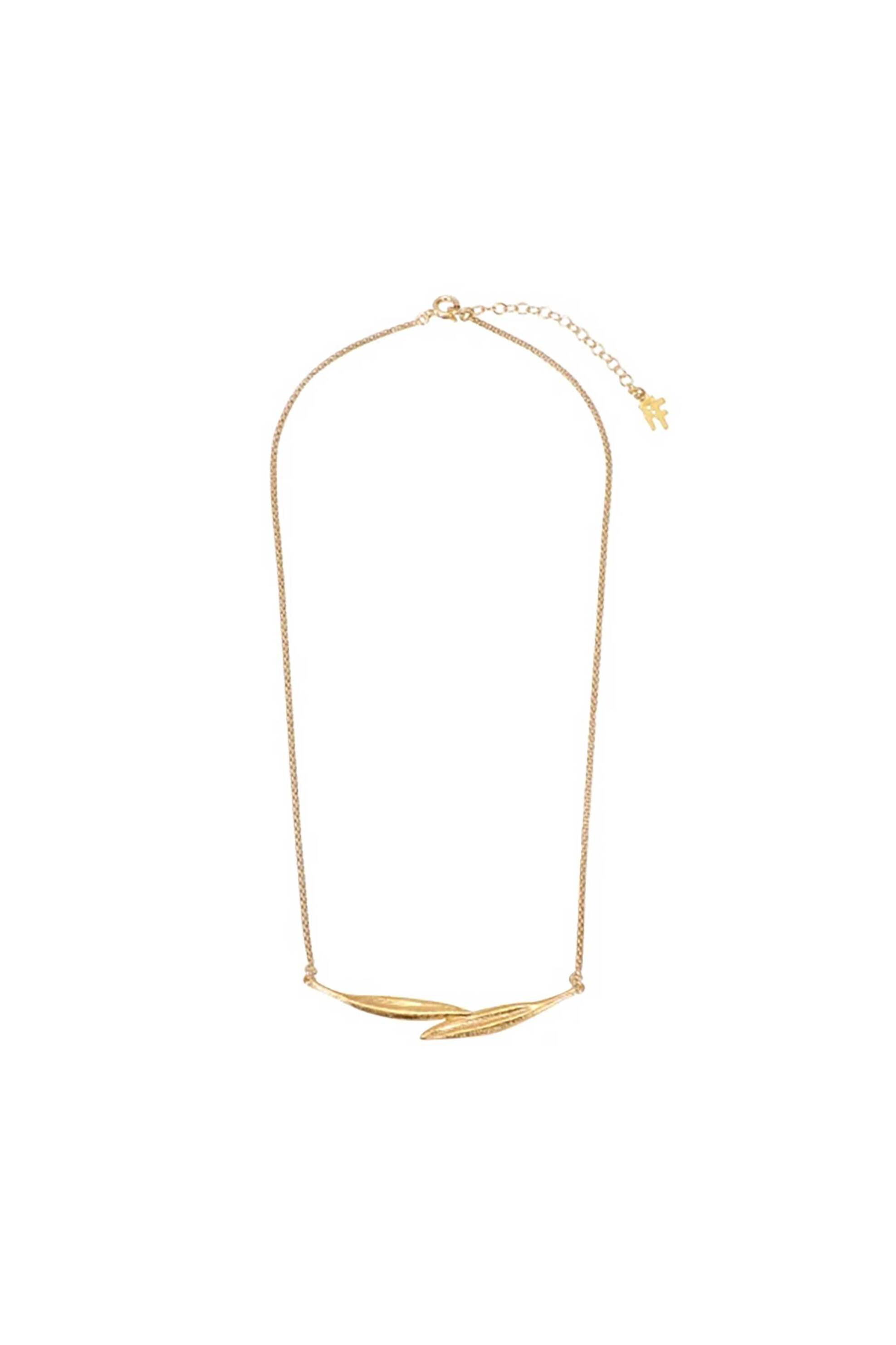 Folli Follie γυναικείο επίχρυσο κολιέ αλυσίδα με φύλλα ελιάς "Anima Olea" - 1N25S186Y Χρυσό