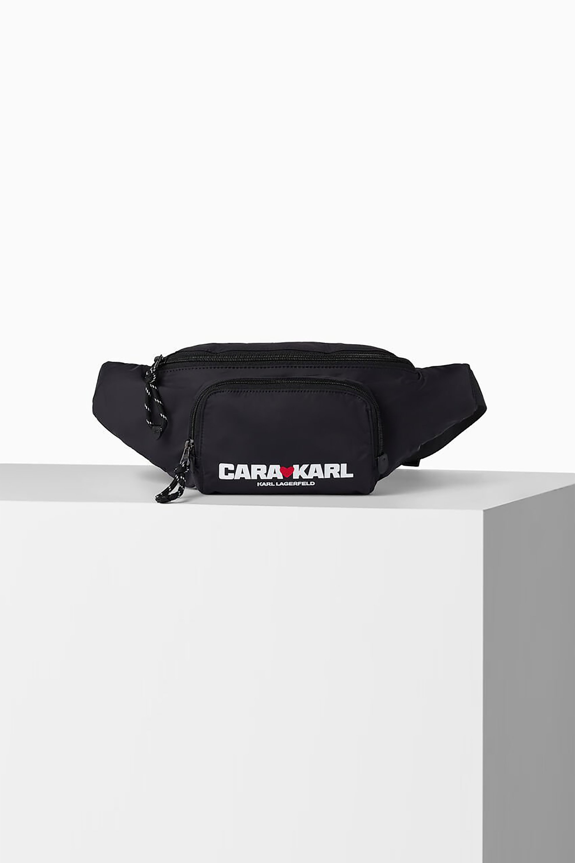KARL LAGERFELD Karl Lagerfeld γυναικείο τσαντάκι μέσης με logo print "Cara Loves Karl" - 226W3011 Μαύρο