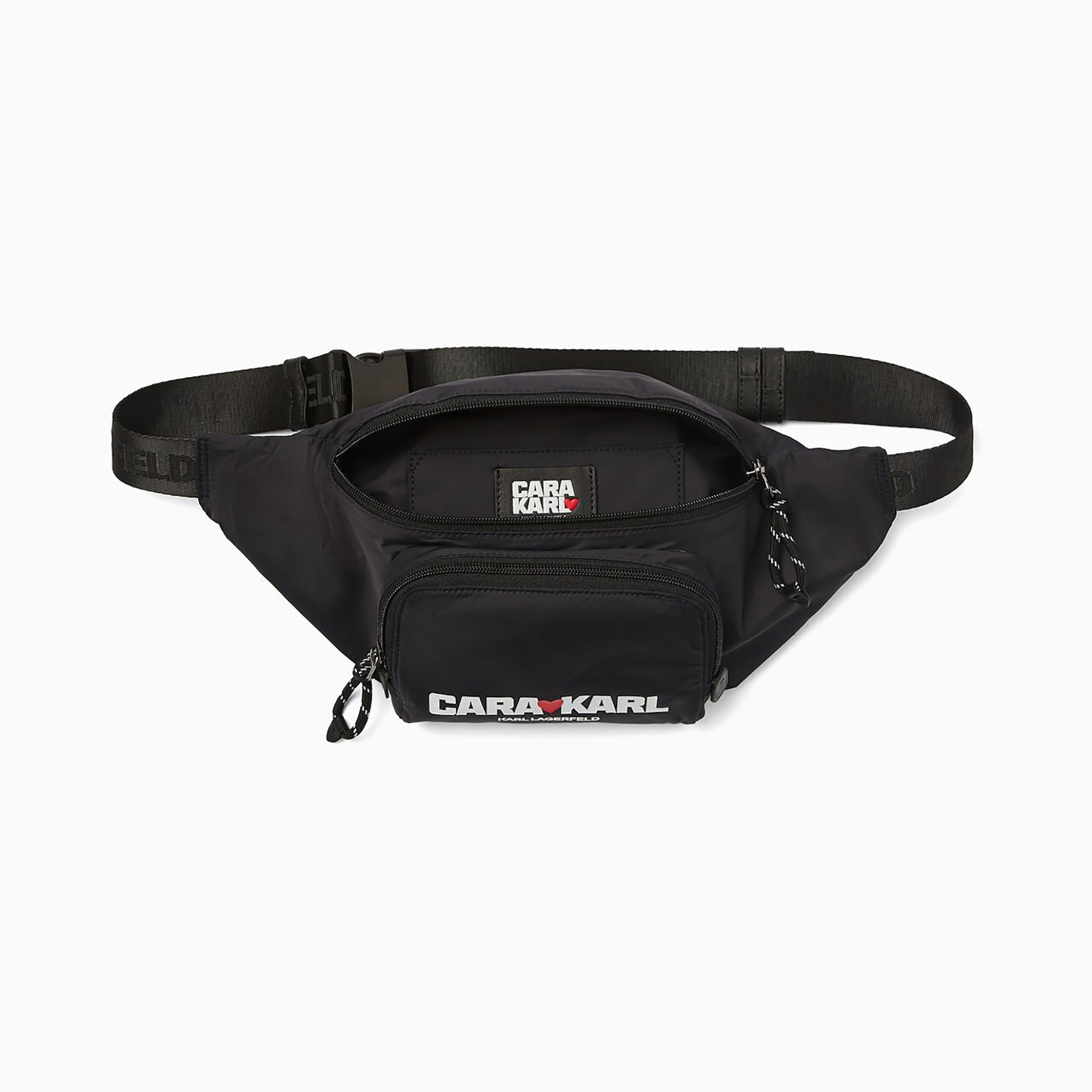 Karl Lagerfeld γυναικείο τσαντάκι μέσης με logo print "Cara Loves Karl" - 226W3011 Μαύρο φωτογραφία