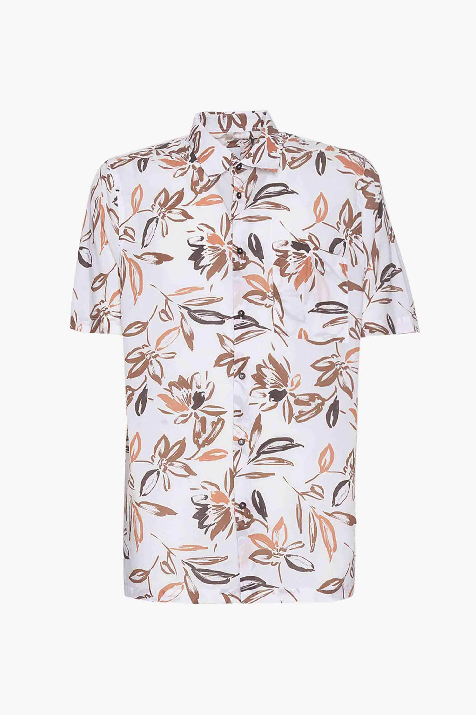 Sseinse ανδρικό κοντομάνικο πουκάμισο με floral print - CE937SS 124 Λευκό