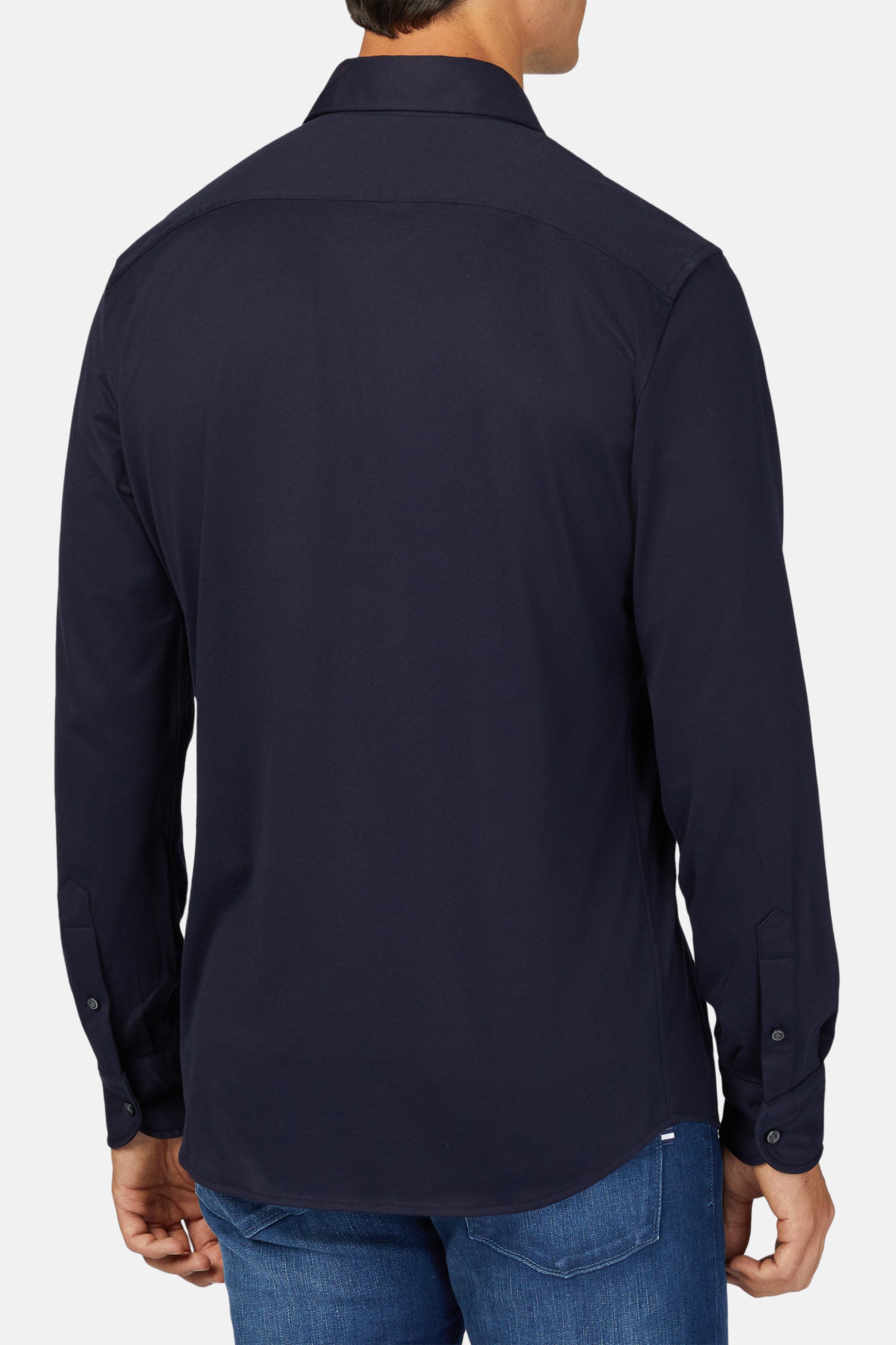 Boggi Milano ανδρικό πουκάμισο μονόχρωμο με κλασικό γιακά - BO18C002301 Μπλε Σκούρο φωτογραφία