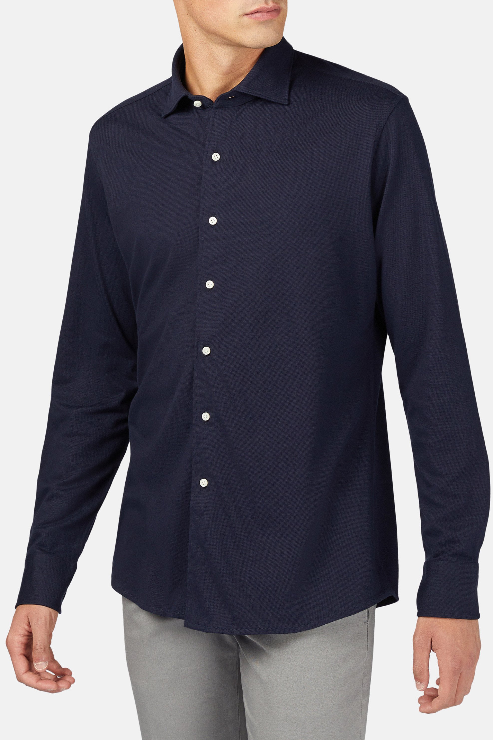 BOGGI MILANO Boggi Milano ανδρικό πουκάμισο μονόχρωμο Regular Fit - BO20C000402 Μπλε Σκούρο