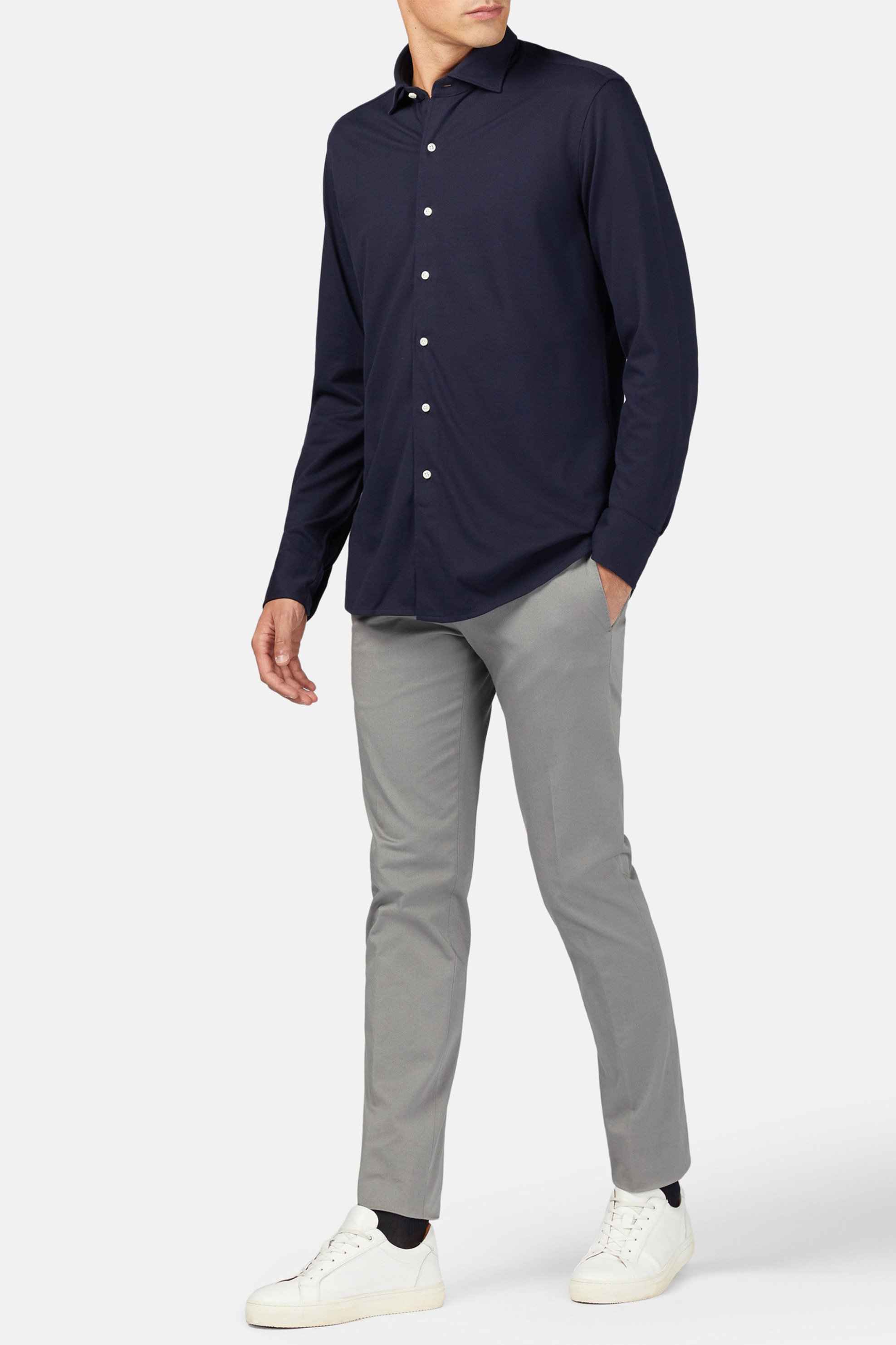 Boggi Milano ανδρικό πουκάμισο μονόχρωμο Regular Fit - BO20C000402 Μπλε Σκούρο φωτογραφία